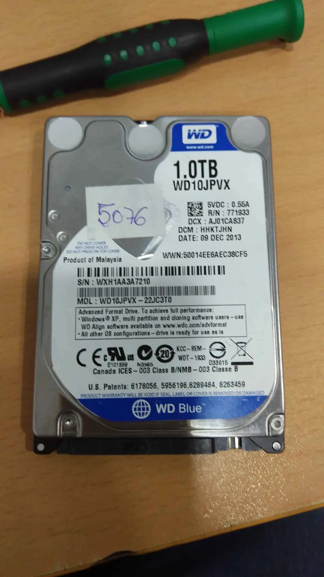 Western Digital WD10JPVX-22JC3T0 S/N WXH1AA3A7210