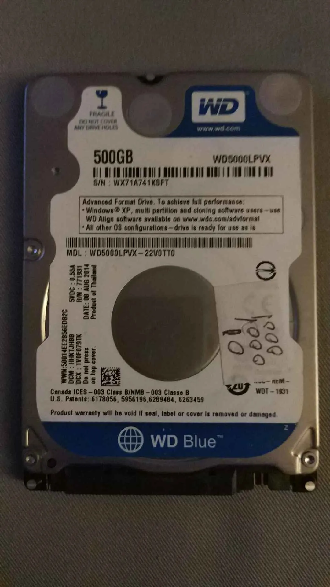 Western Digital WD5000LPVX-22V0TT0