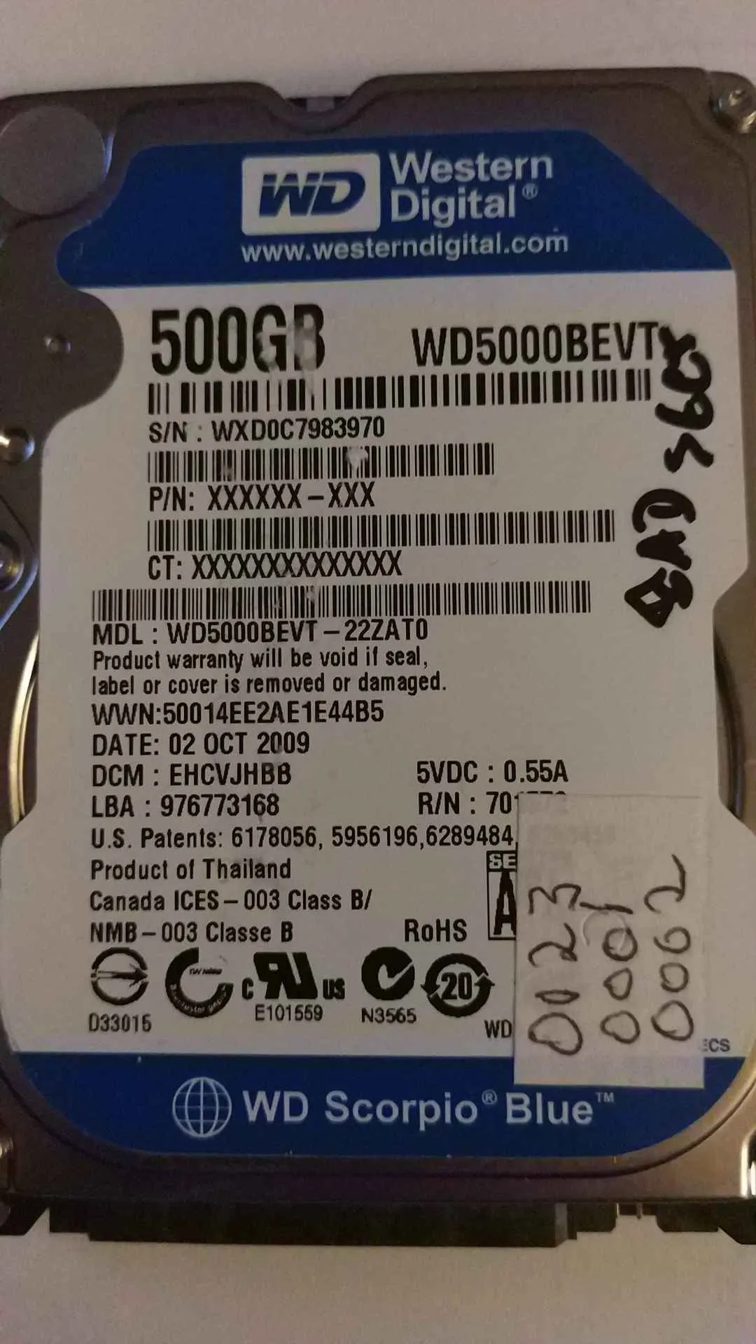 Western Digital WD5000BEVT-22ZAT0