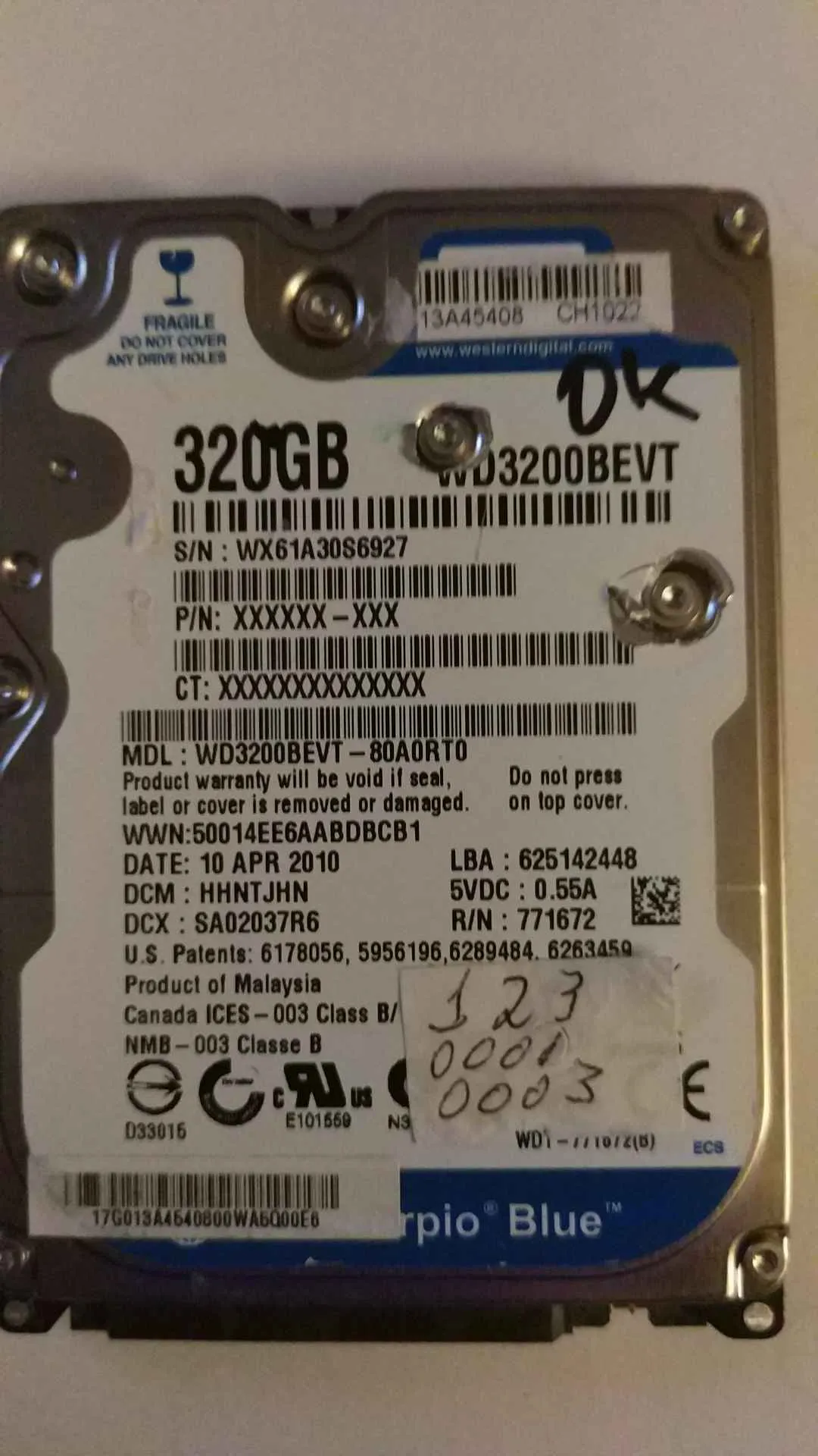 WD3200BEVT-80A0RT0