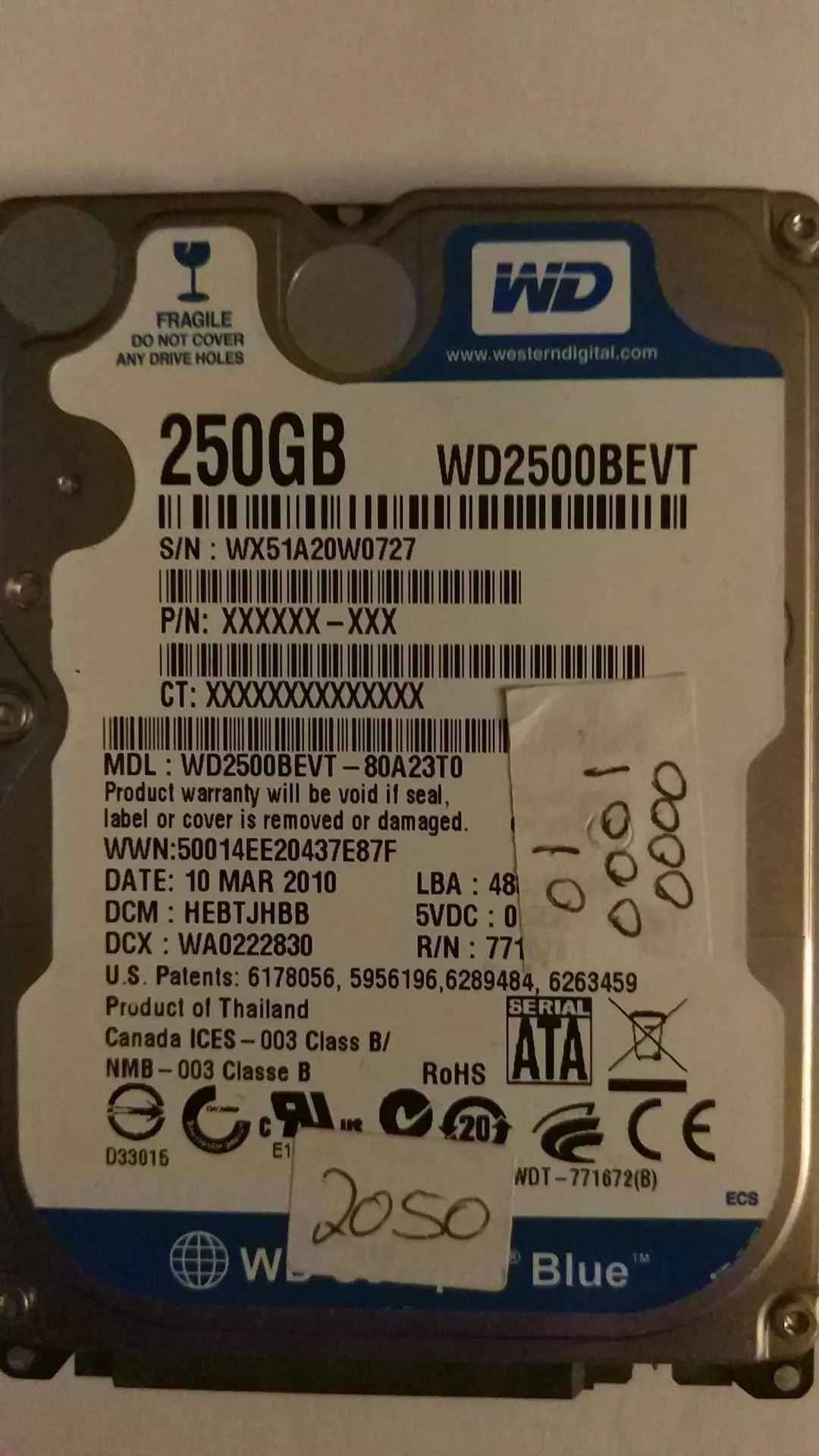 WD2500BEVT-80A23T0