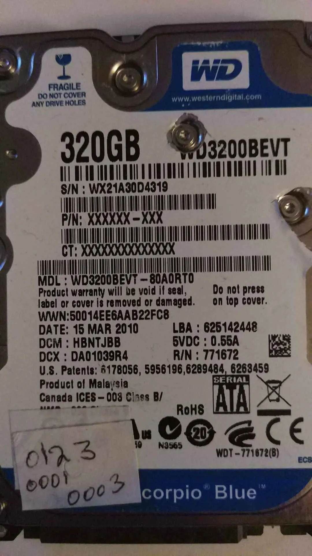 WD3200BEVT-80A0RT0