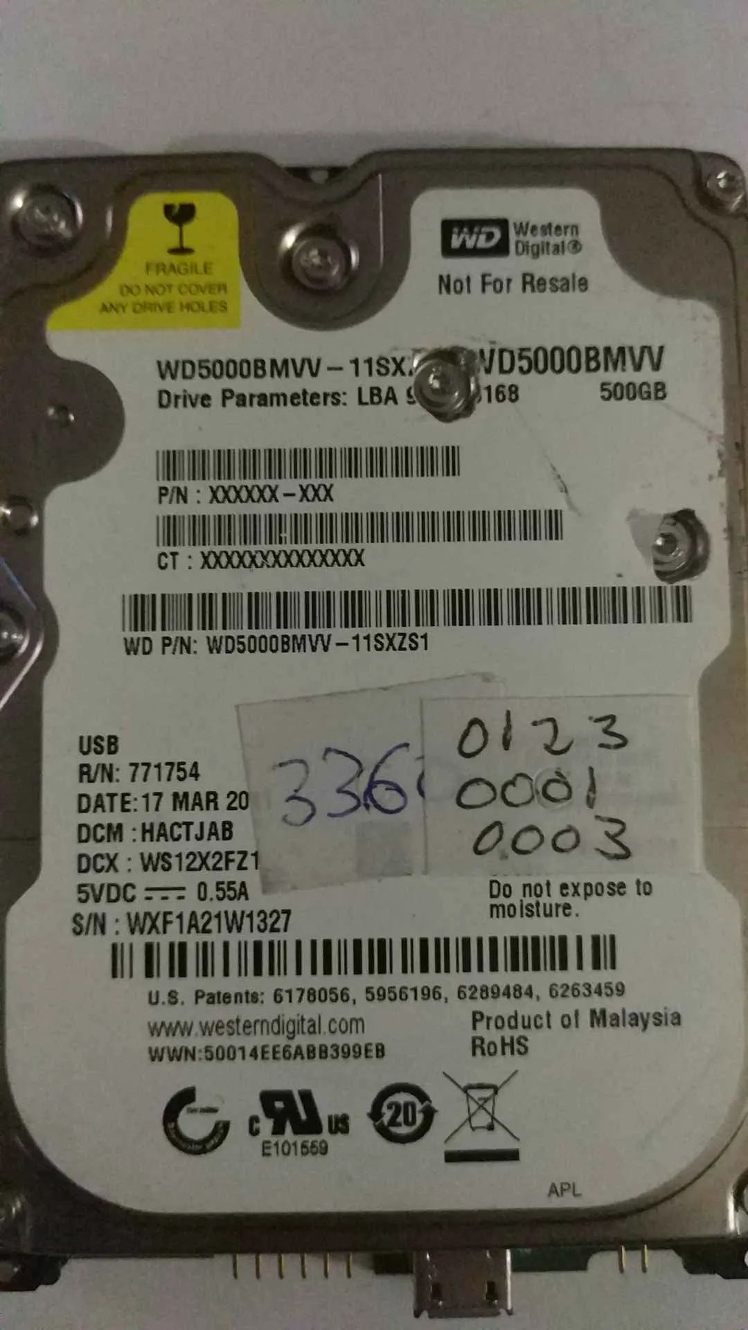 WD5000BMVV-11SXZS1