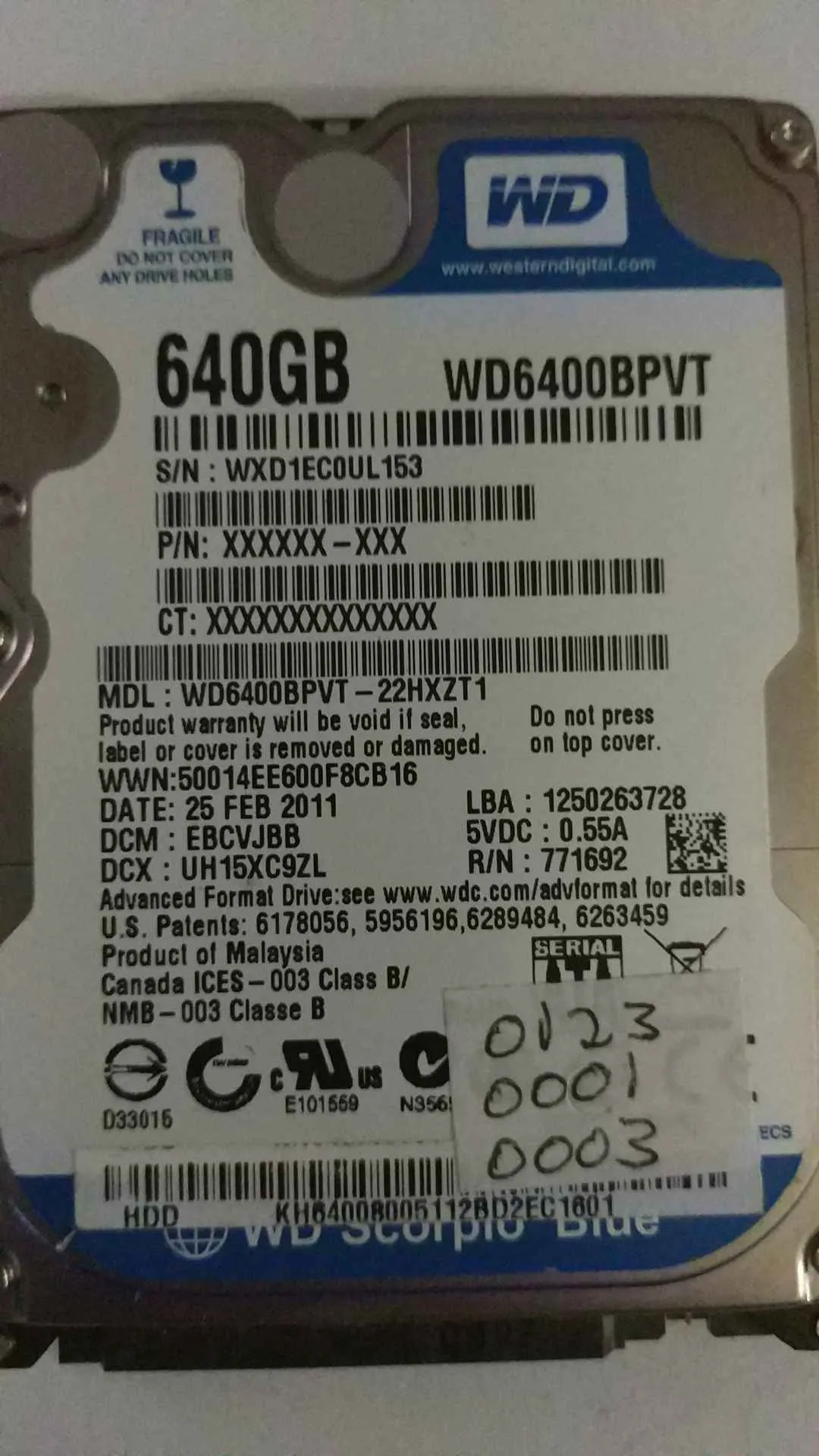 WD6400BPVT-22HXZT1