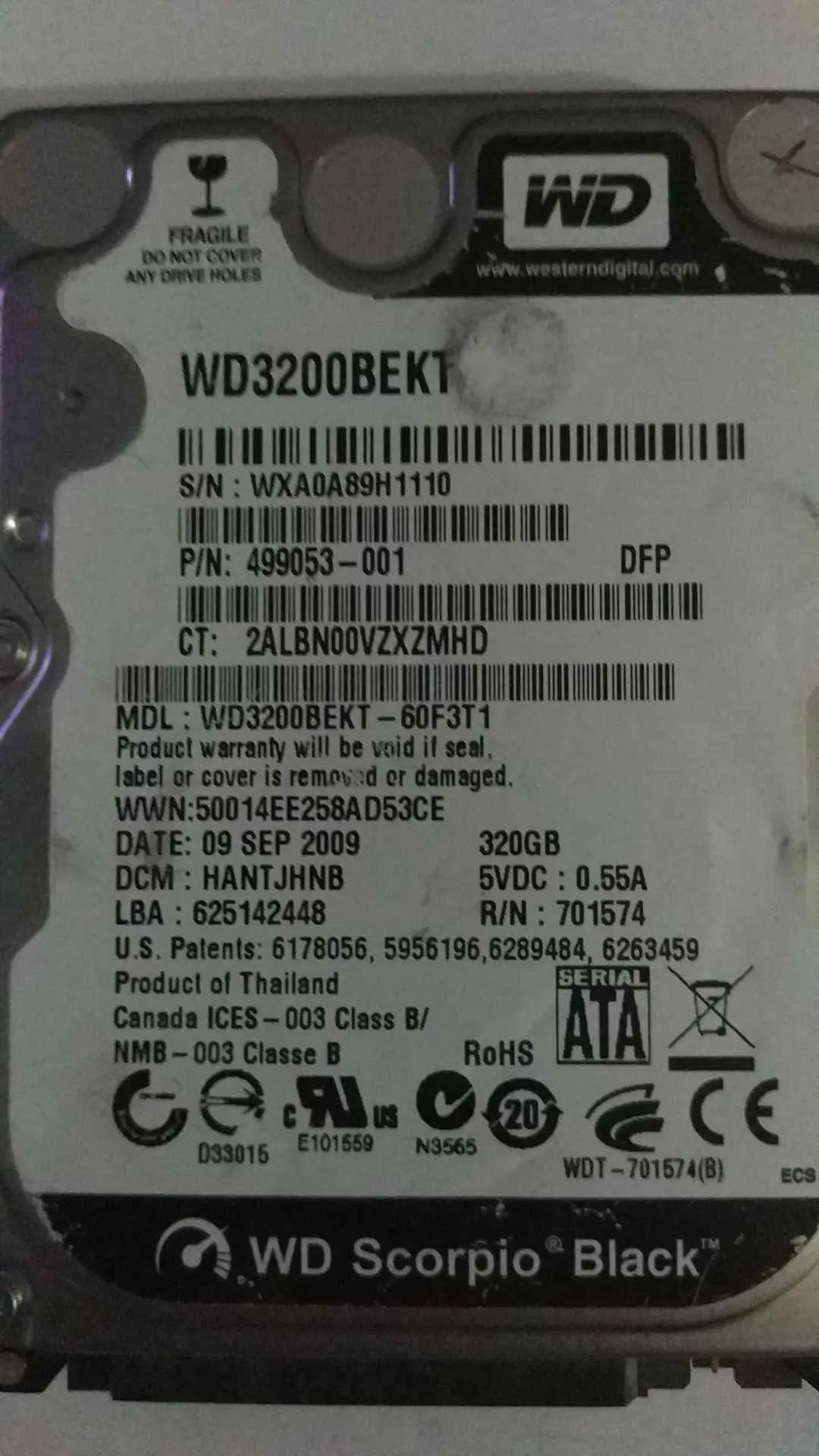 WD3200BEKT-60F3T1