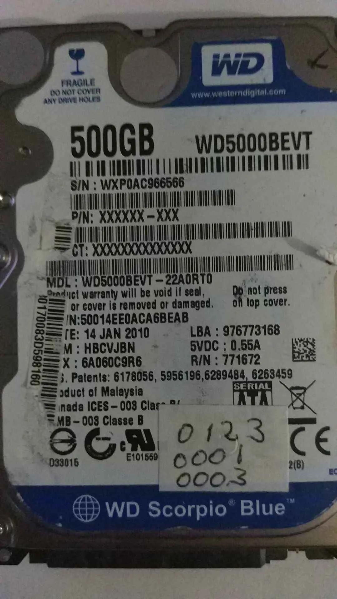WD5000BEVT-22A0RT0