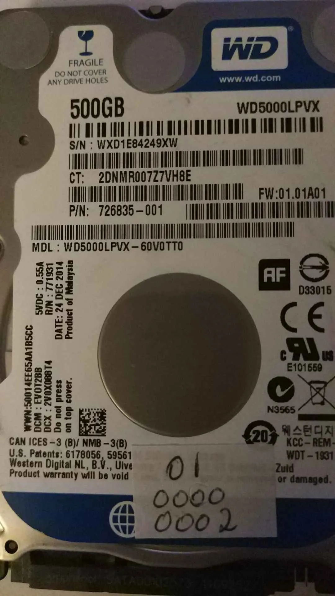 WD5000LPVX-60V0TT0