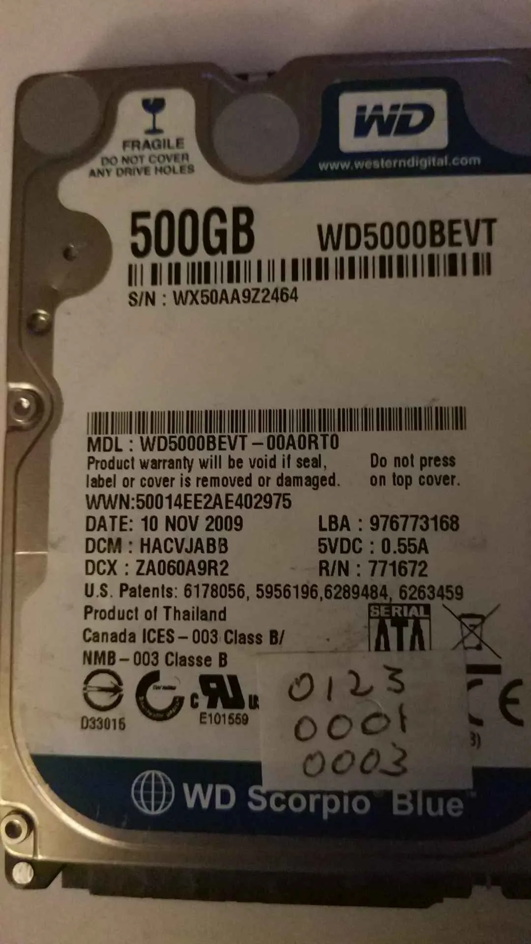 WD5000BEVT-00A0RT0