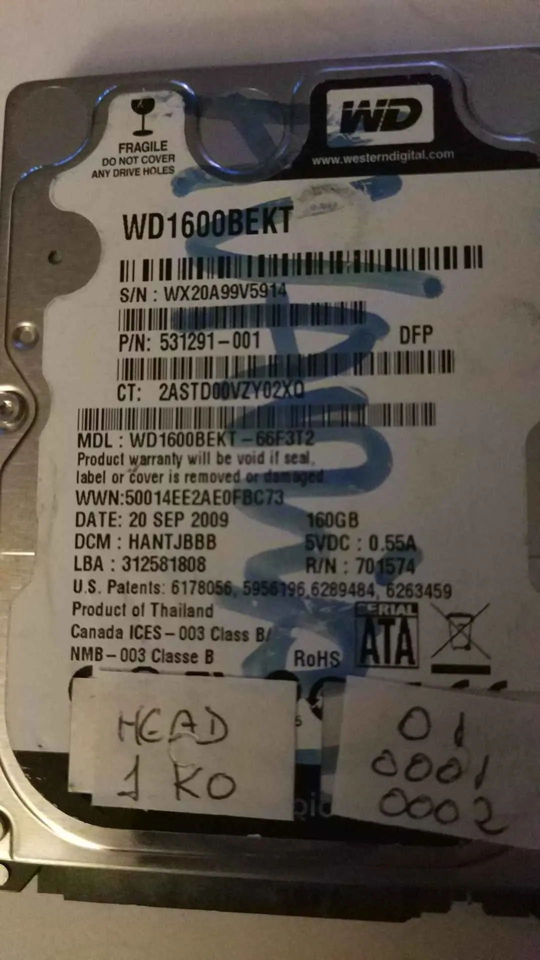 WD1600BEKT-66F3T2