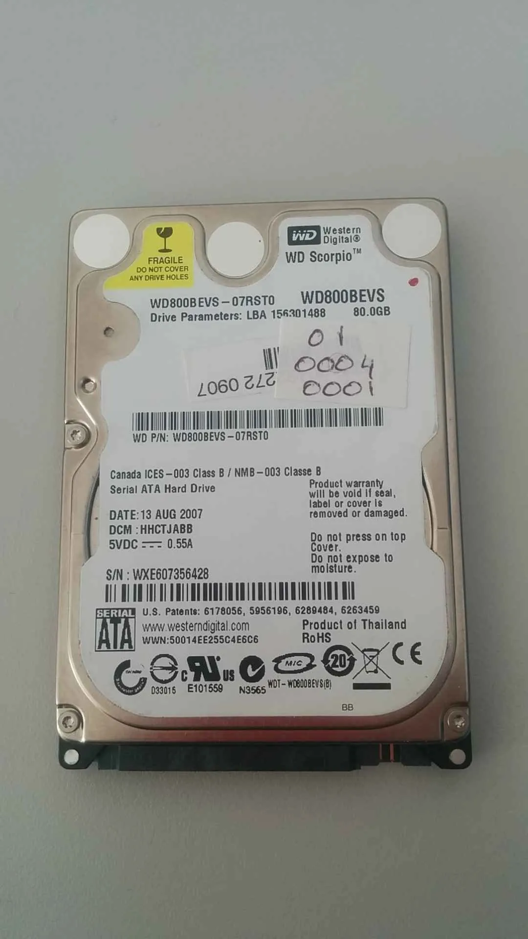 Western Digital WD800BEVS-07RST0