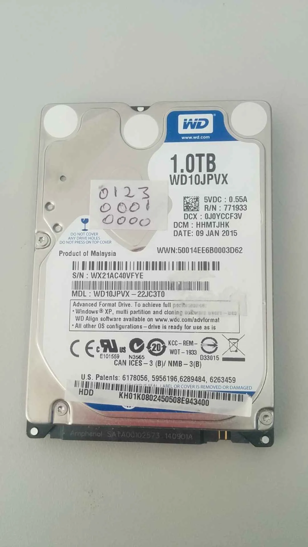 Western Digital WD10JPVX-22JC3T0 S/N WD10JPVX-22JC3T0