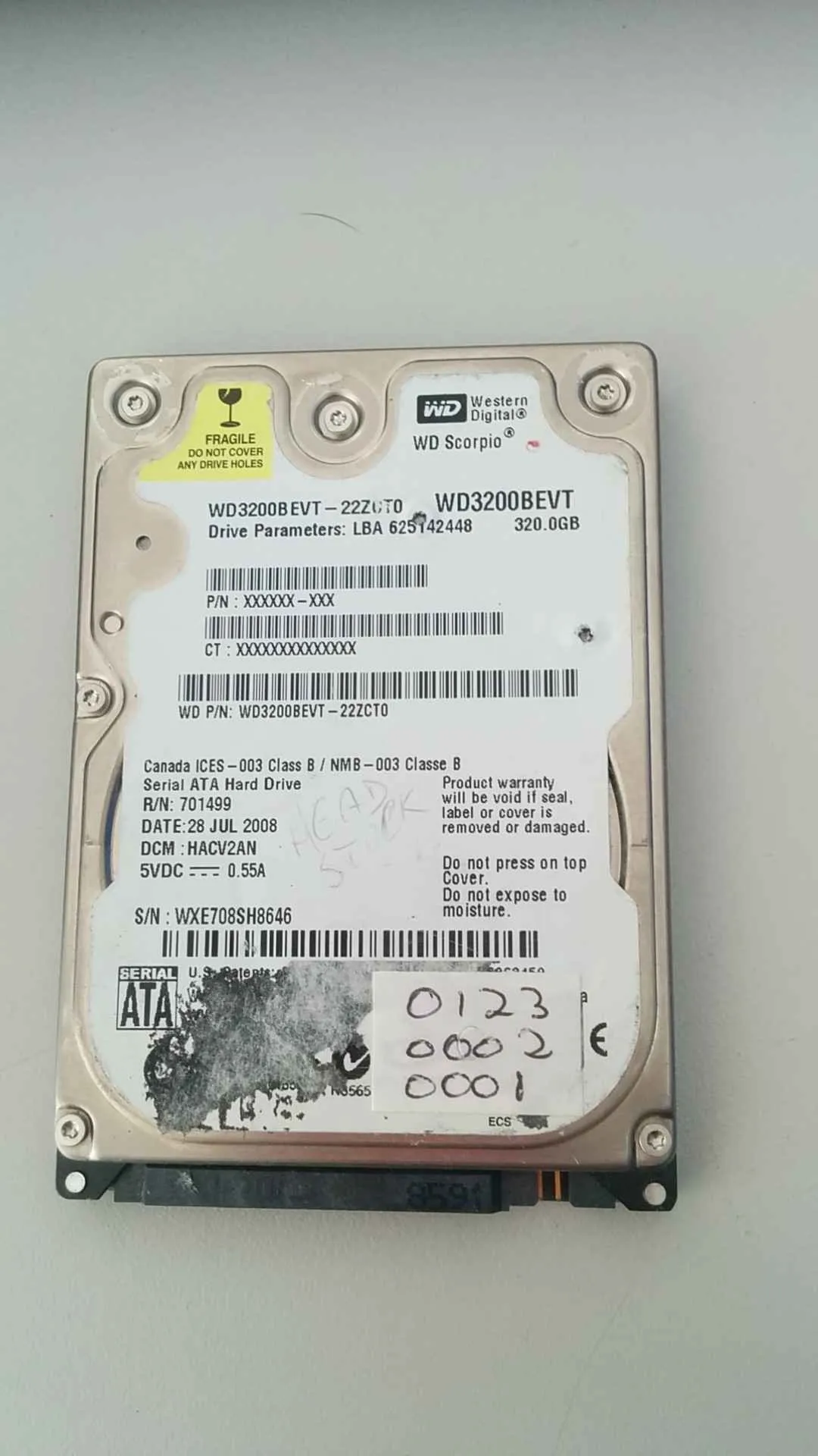 Western Digital WD3200BEVT-22ZCT0 S/N WXE708SH8646