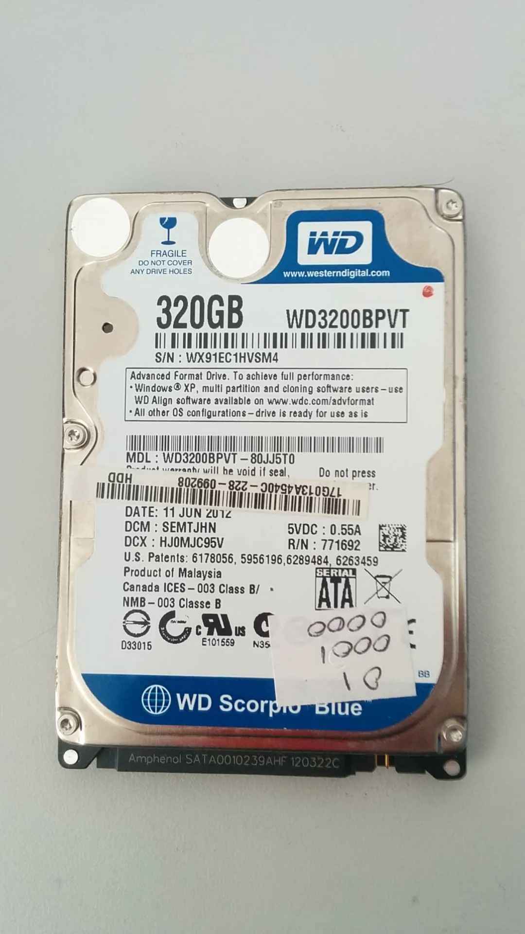 WD3200BPVT-80JJ5T0