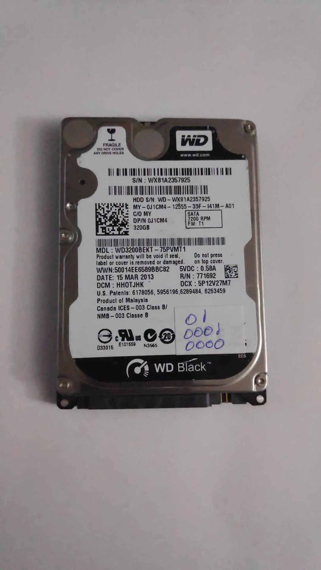 WD3200BEKT-75PVMT1