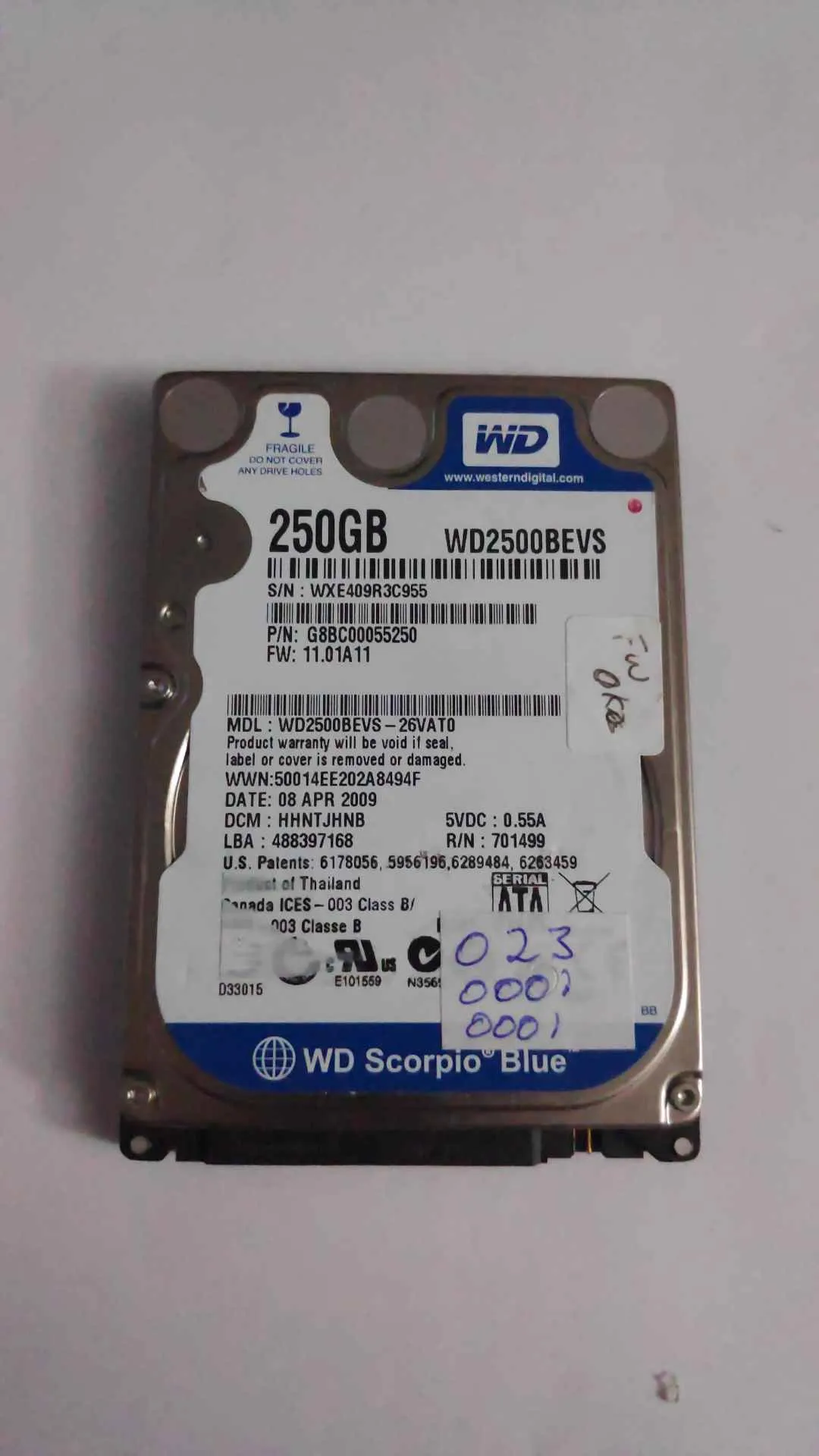 WD2500BEVS-26VAT0