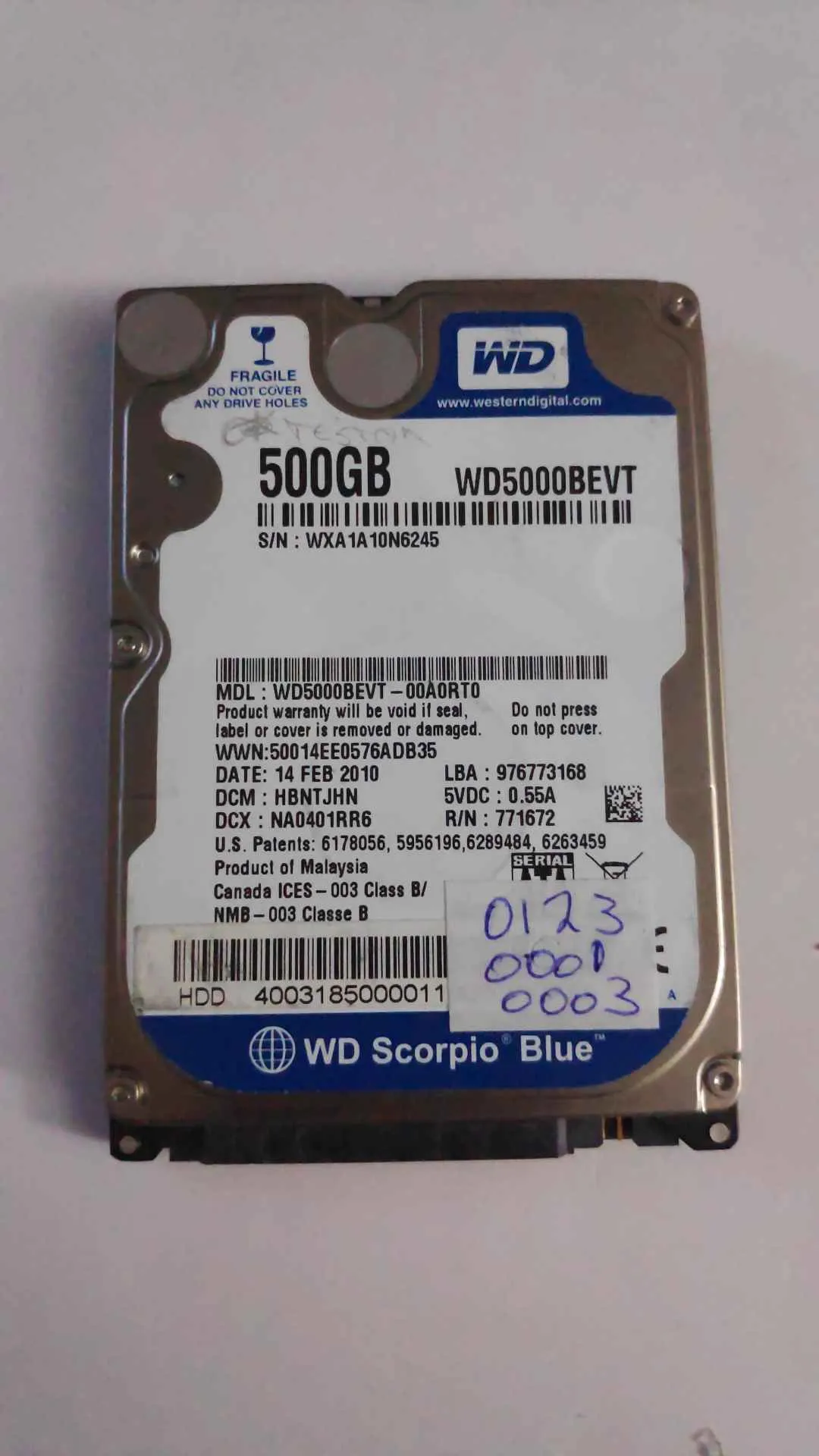 WD5000BEVT-00A0RT0