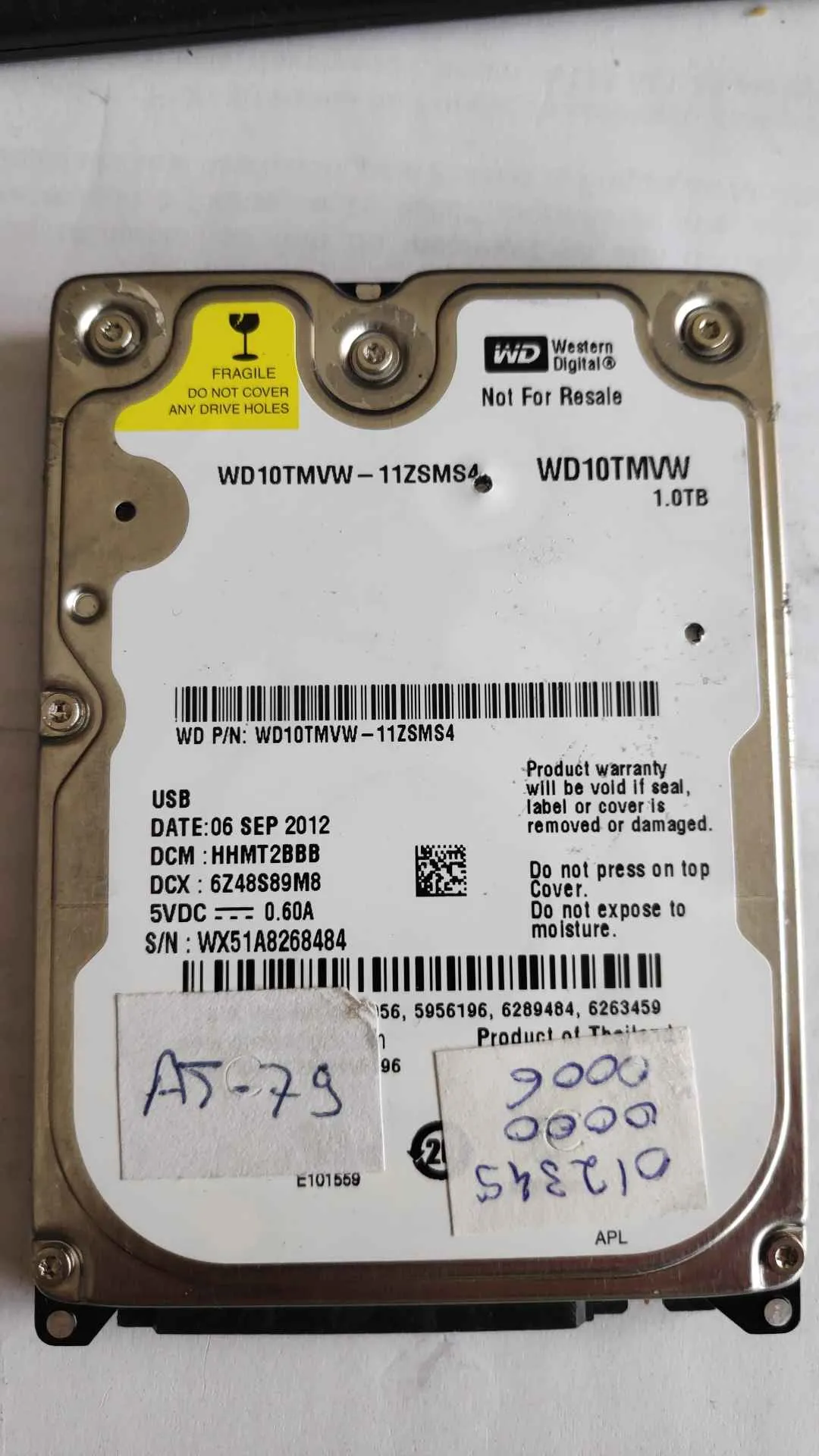 Western Digital WD10TMVW-11ZSMS4 S/N WX51A8268484
