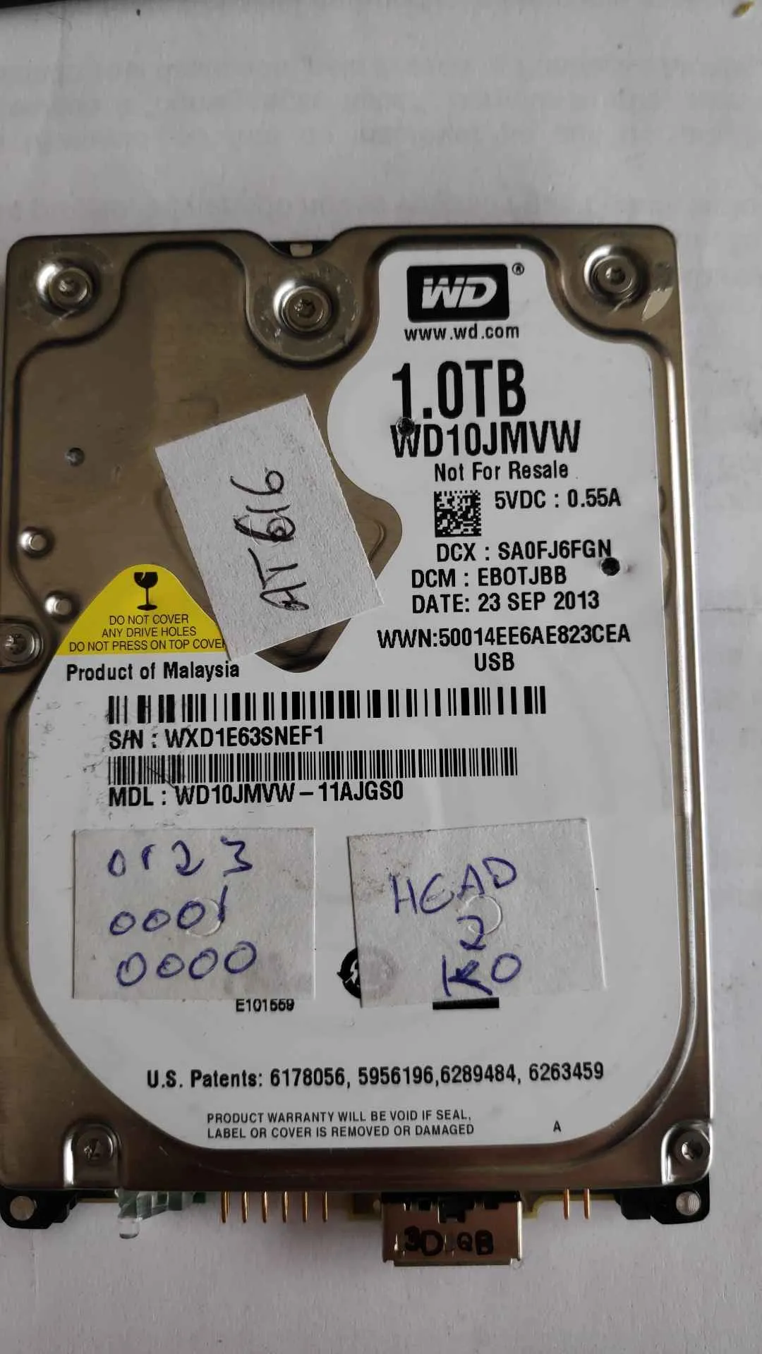 Western Digital WD10JMVW-11AJGS0 S/N WXD1E63SNEF1