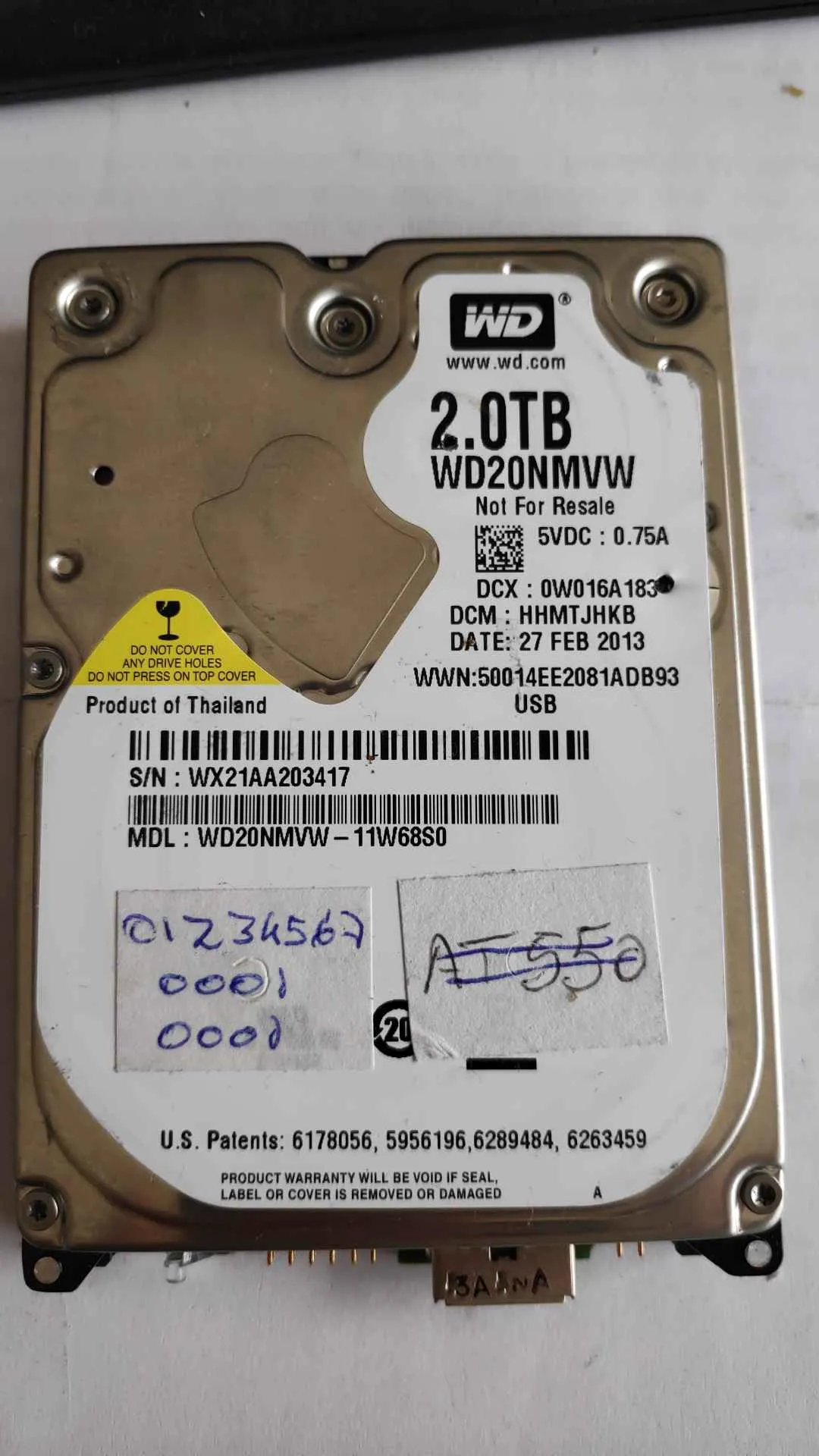 Wd WD20NMVW-11W68S0 S/N WX21AA203417