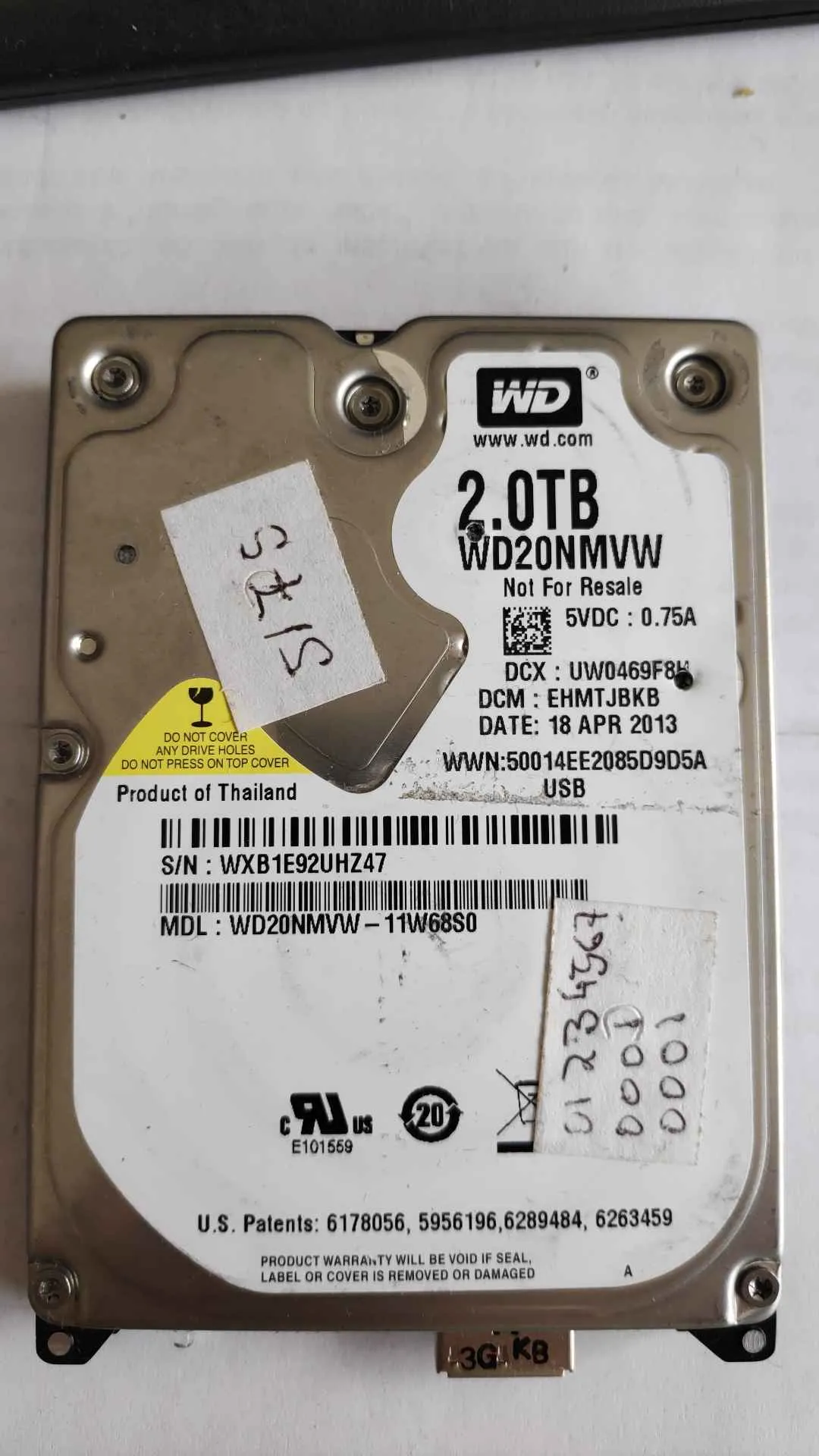 Wd WD20NMVW-11W68S0 S/N WXB1E92UHZ47