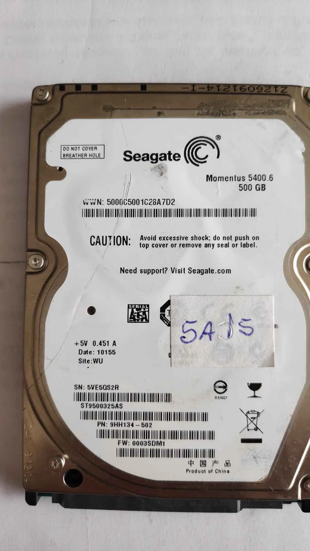 Seagate ST9500325AS S/N 5VE5QS2R