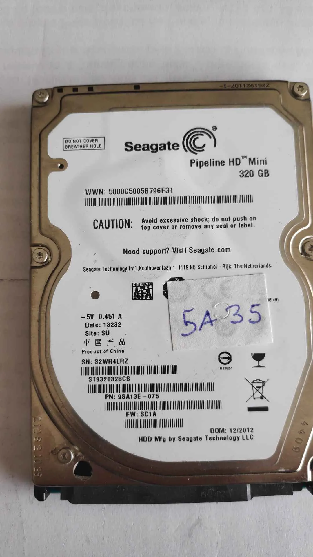 Seagate ST9320328CS S/N S2WR4LRZ