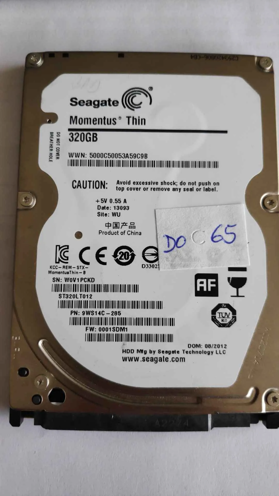 Seagate ST320LT012 S/N W0V1PCKD