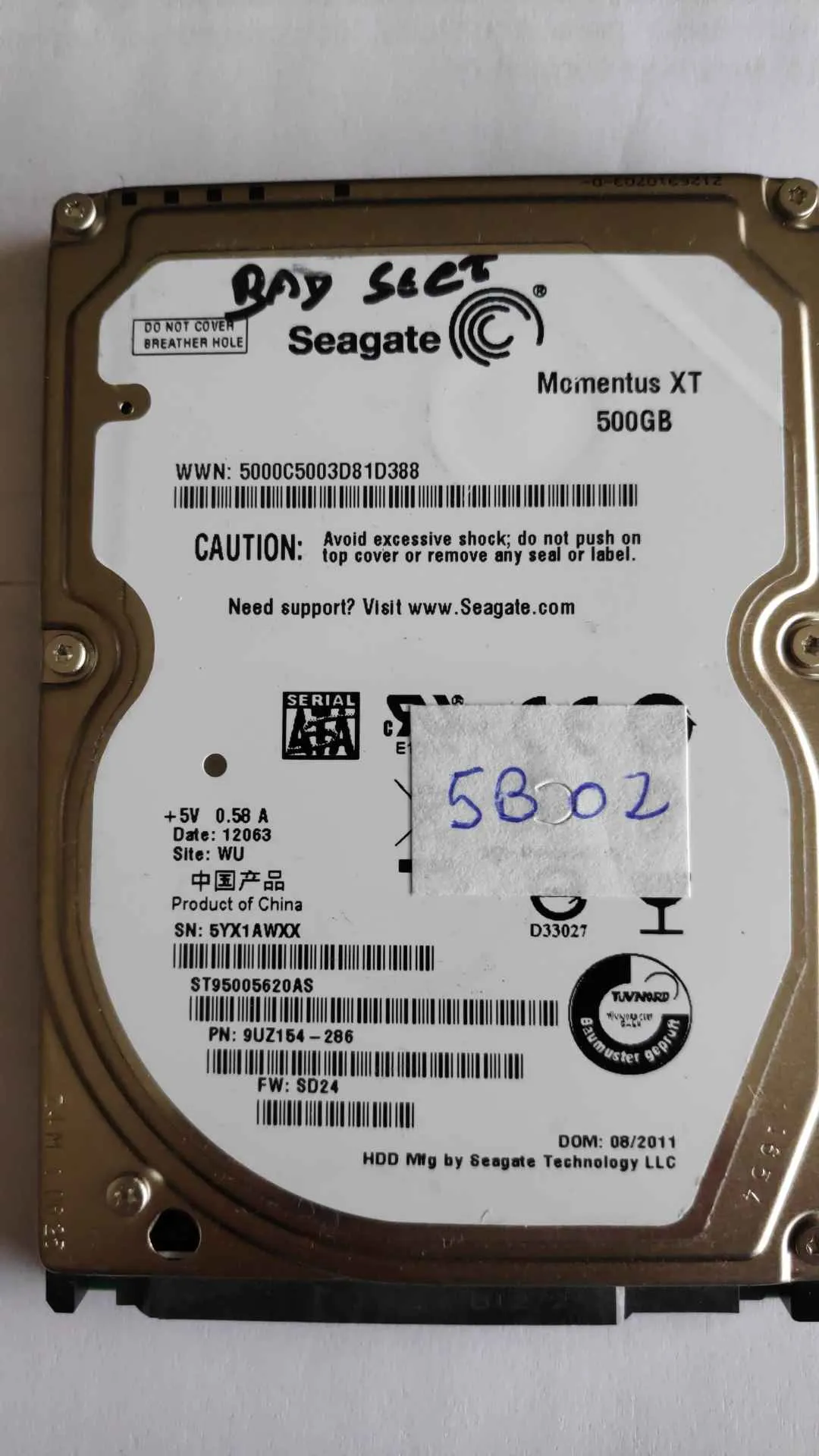 Seagate ST95005620AS S/N 5YX1AWXX