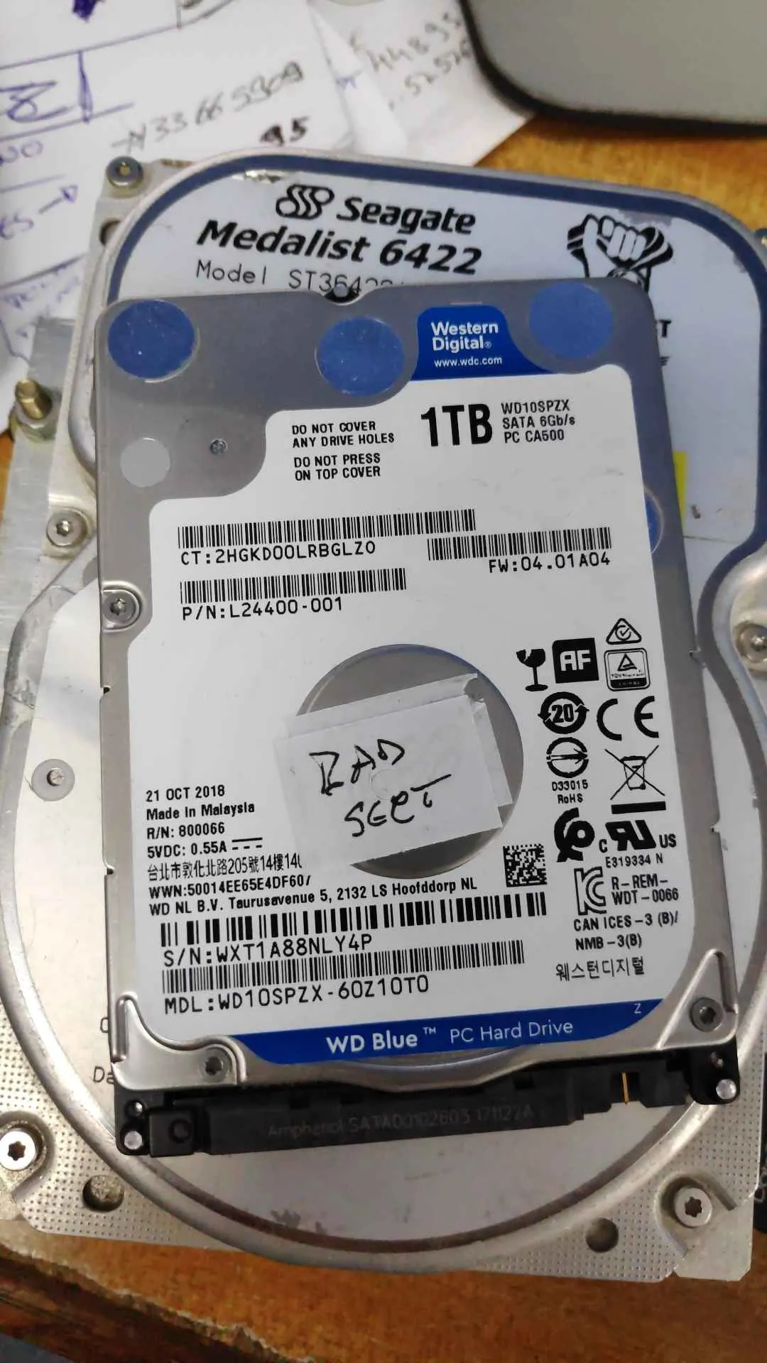 Western Digital WD10SPZX-60Z10T0 S/N WXT1A88NLY4P