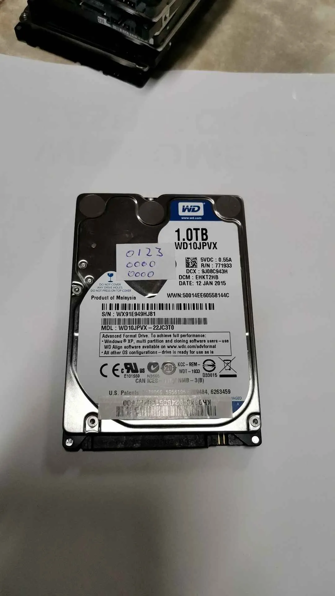 Western Digital WD10JPVX-22JC3T0 S/N WX91E949HJ81