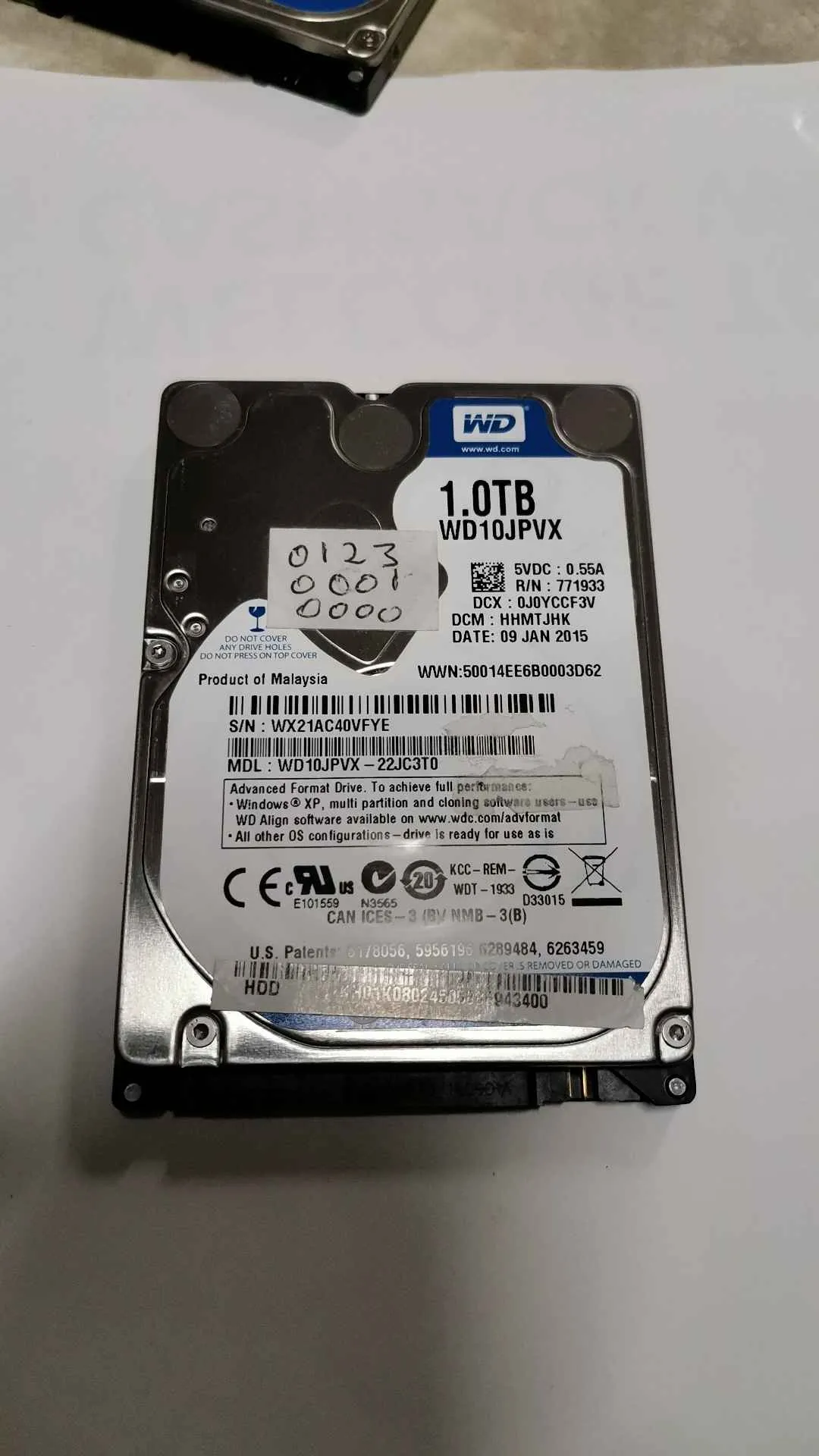 Western Digital WD10JPVX-22JC3T0 S/N WX21AC40VFYE