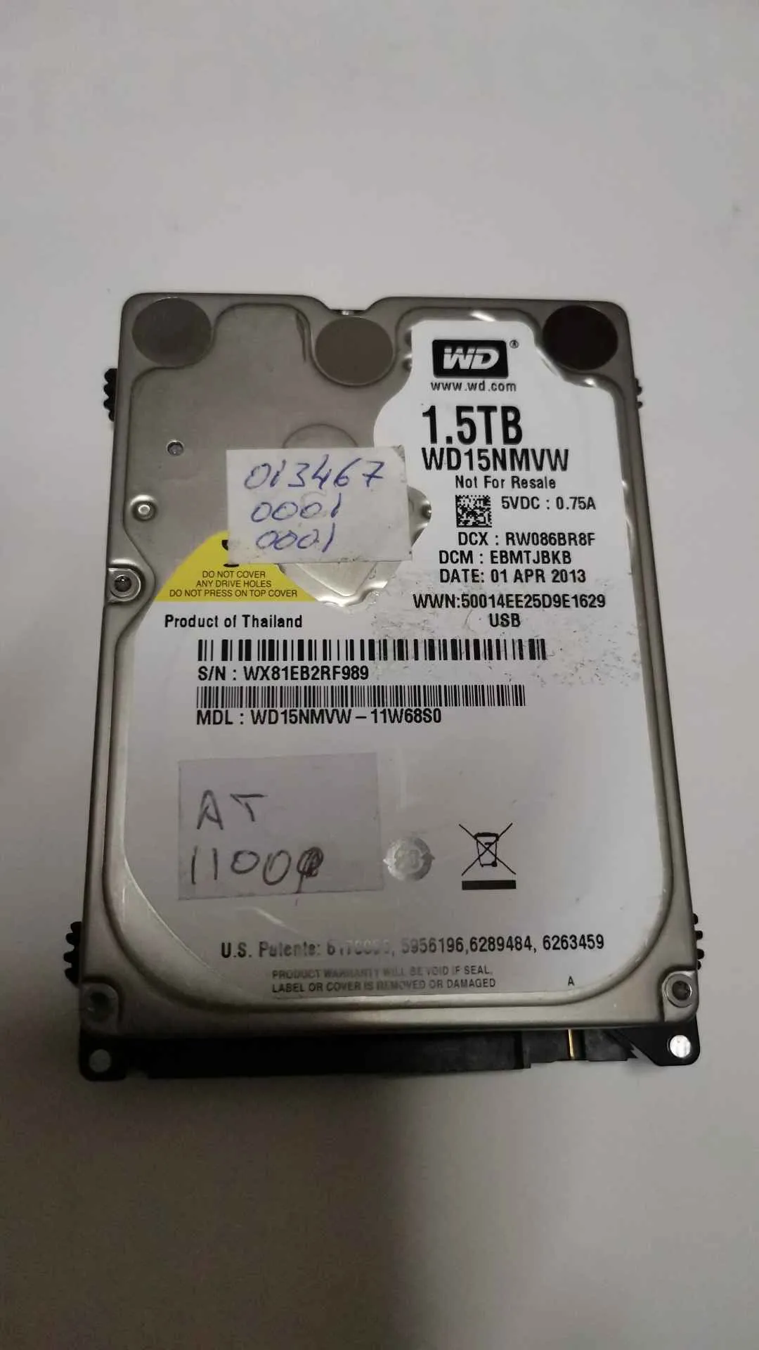 Western Digital WD15NMVW-11W68S0 S/N WX81EB2RF989
