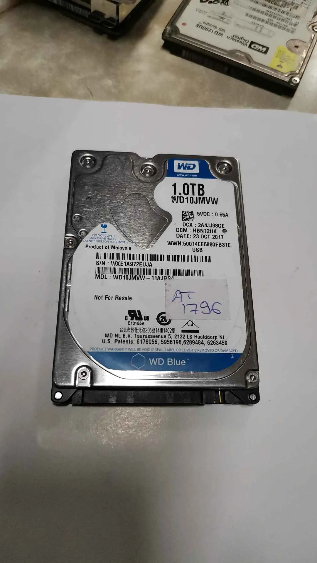 Western Digital WD10JMVW-11AJGS4 S/N WXE1A972EUJA