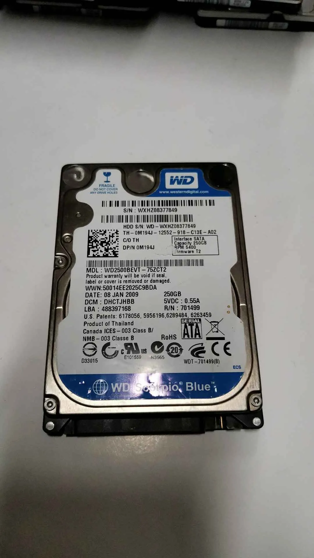 WD2500BEVT-75ZCT2
