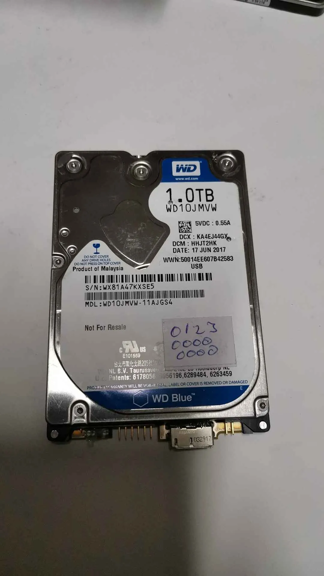Western Digital WD10JMVW-11AJGS4 S/N WX81A47KXSE5