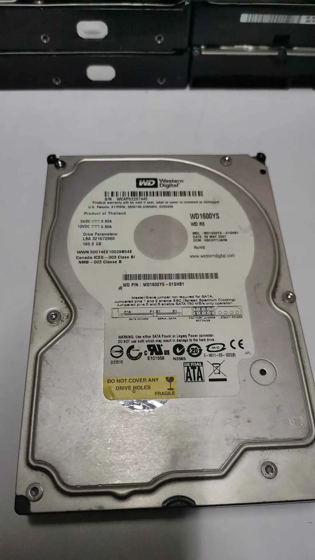 Western Digital WD1600YS-01SHB1 S/N WCAP02297445