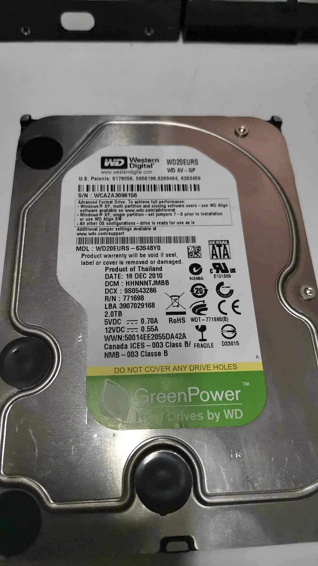 Western Digital WD20EURS-63S48Y0 S/N WCAZA3096156