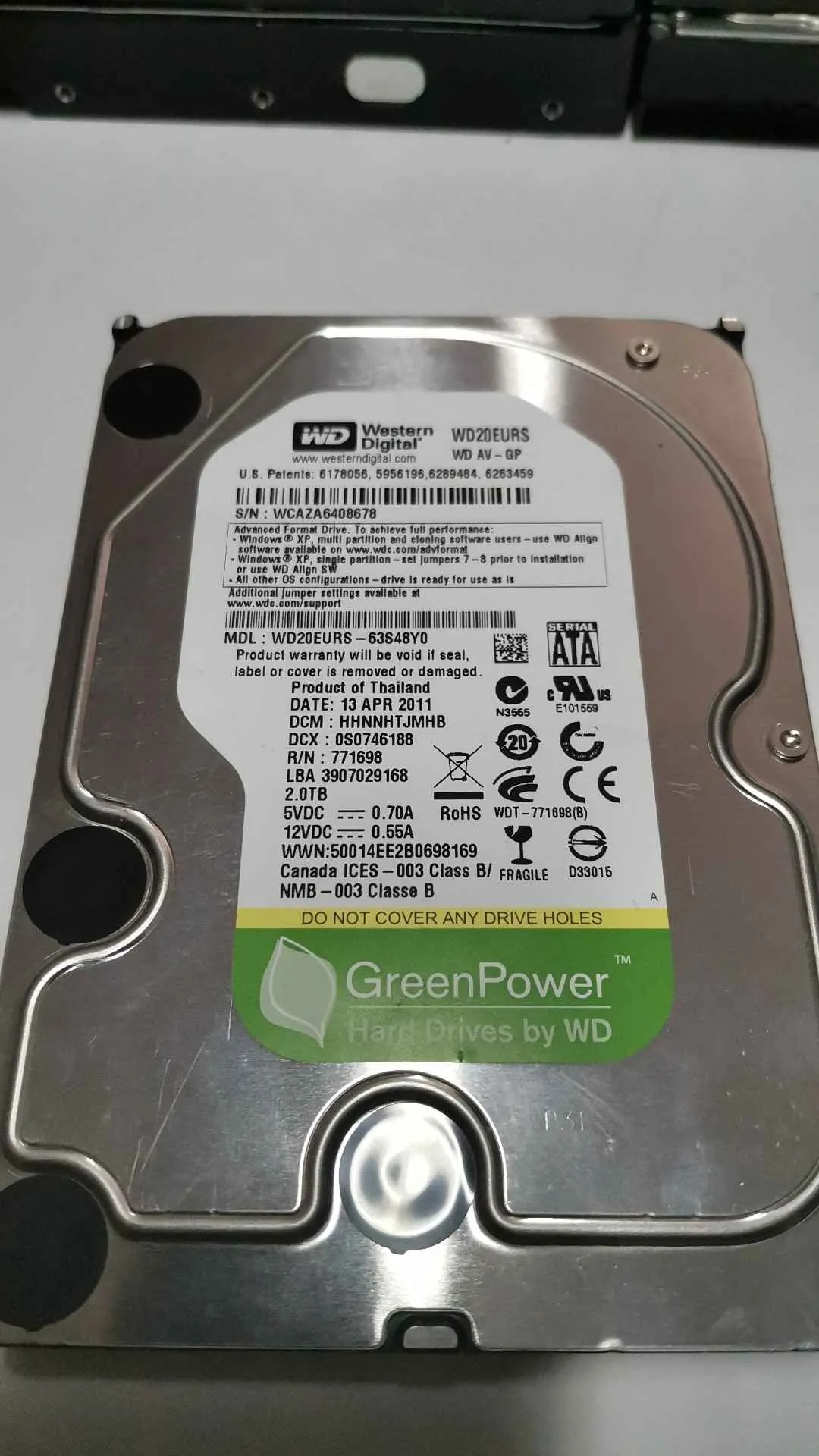 Western Digital WD20EURS-63S48Y0 S/N WCAZA6408678