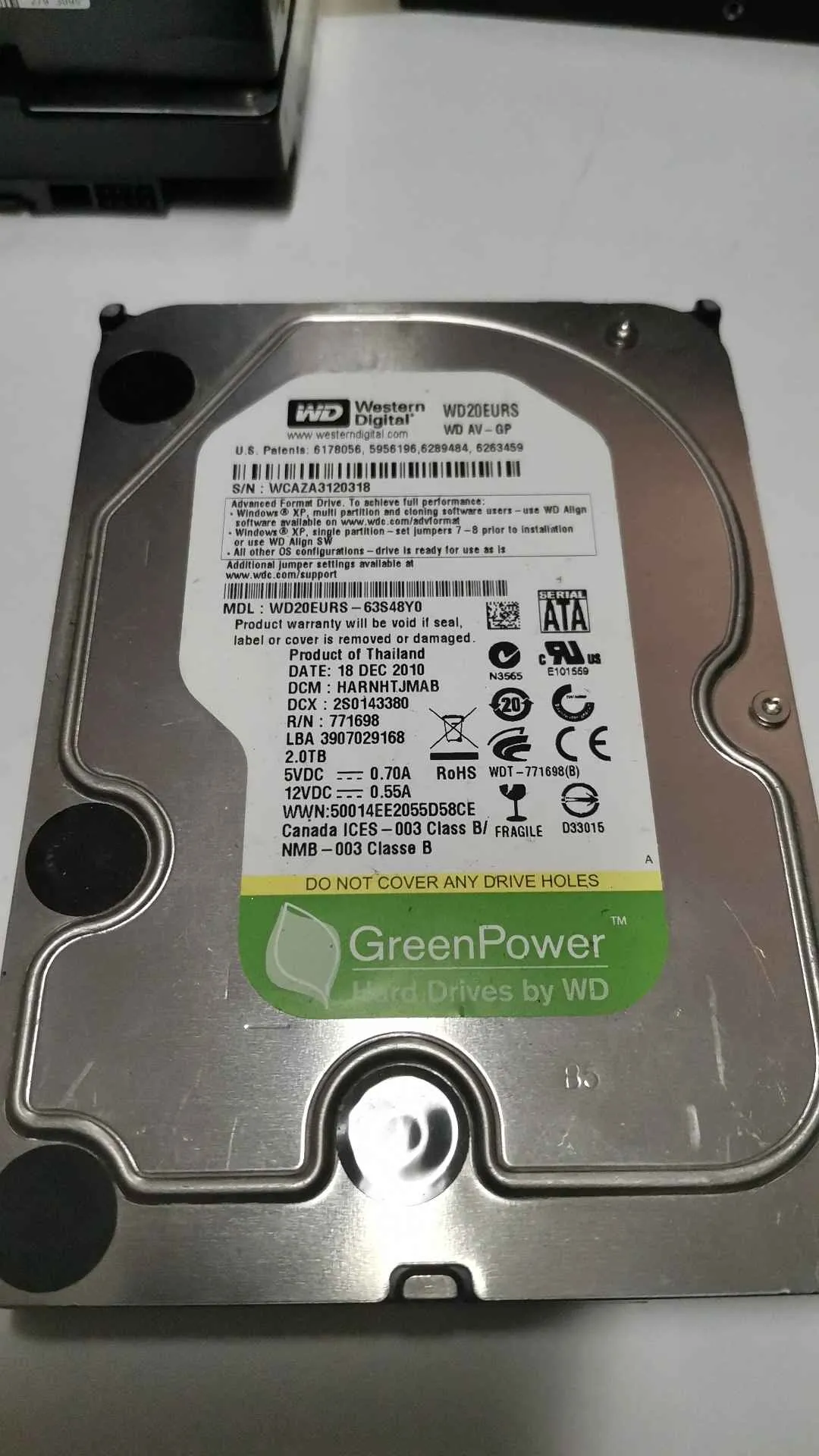 Western Digital WD20EURS-63S48Y0 S/N WCAZA3120318