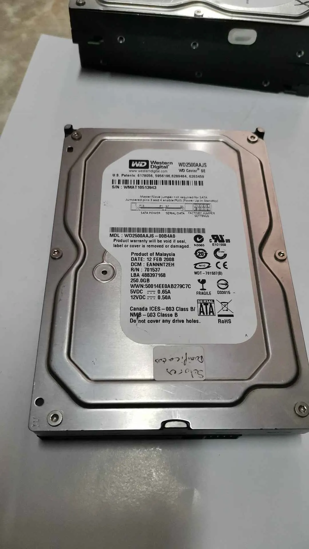 Western Digital WD2500AAJS-00B4A0 S/N WMAT10513943