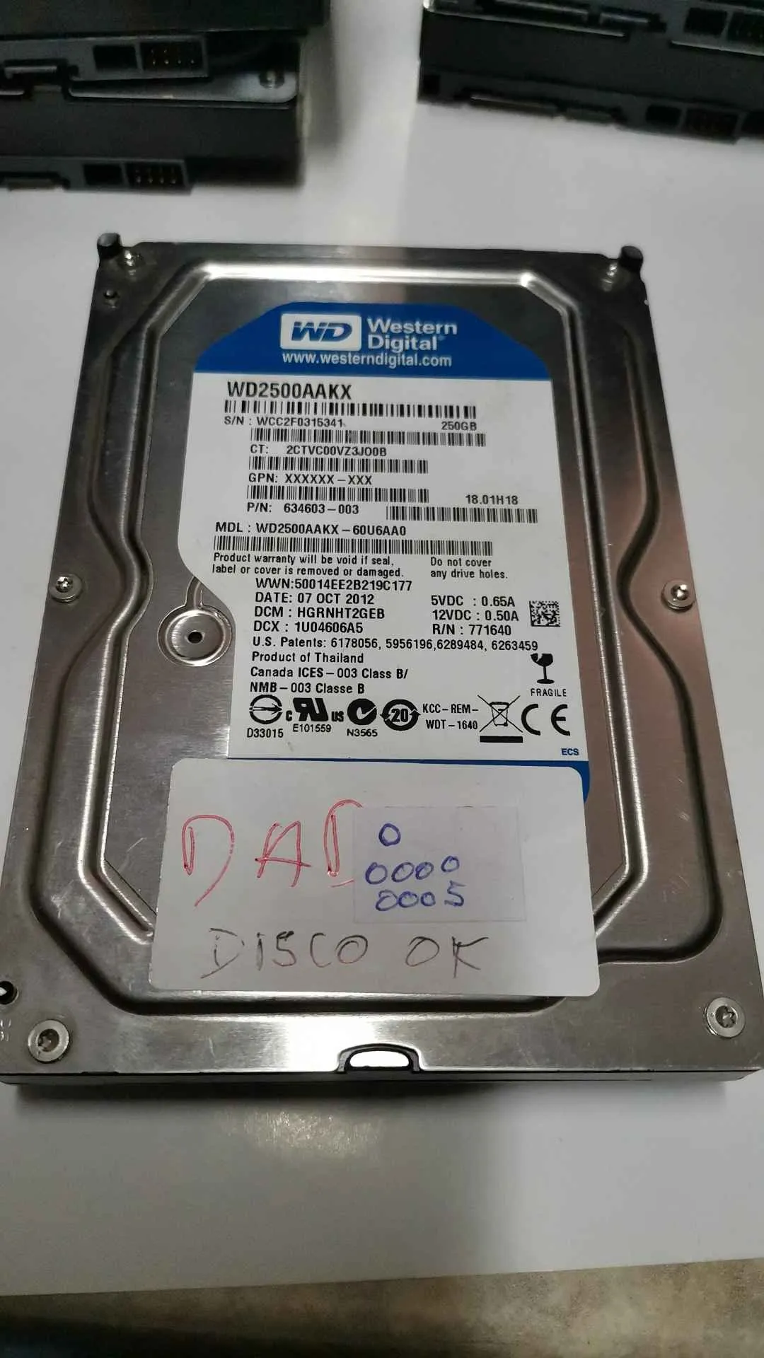 WD2500AAKX-60U6AA0