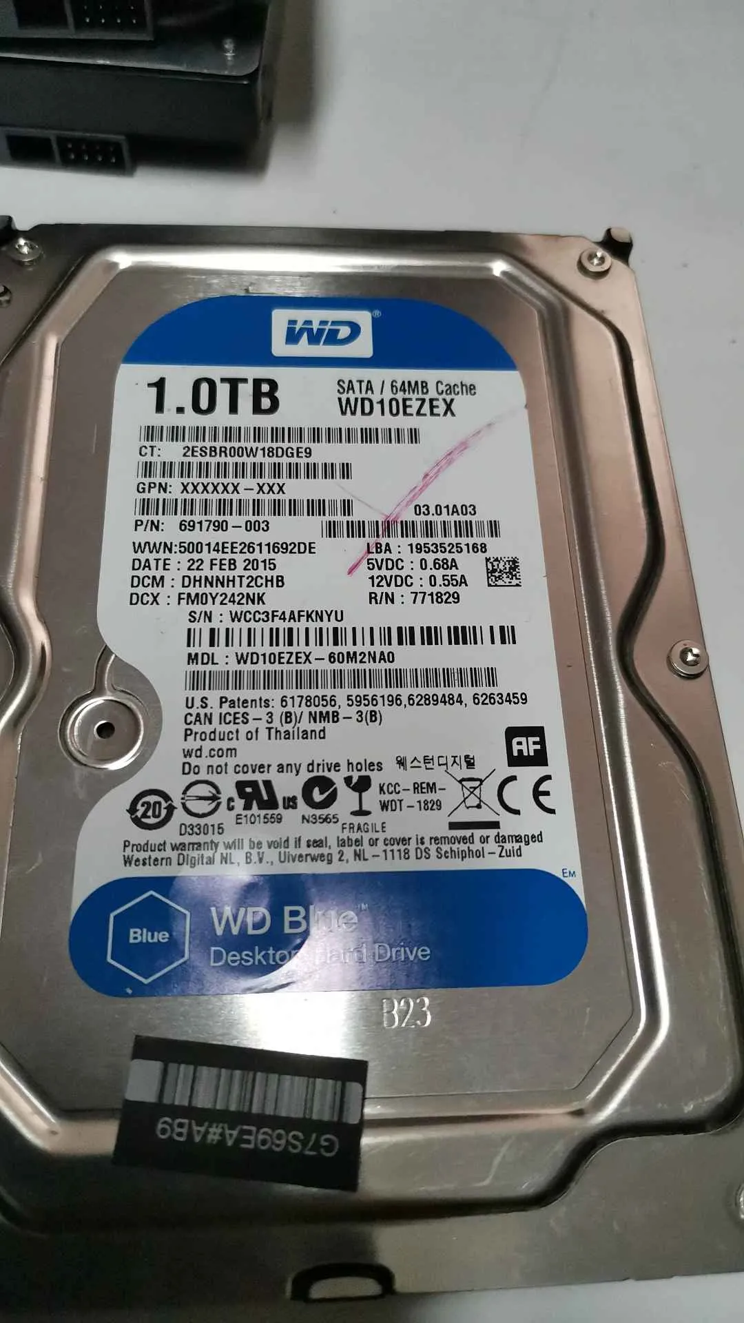 Western Digital WD10EZEX-60M2NA0 S/N WCC3F4AFKNYU