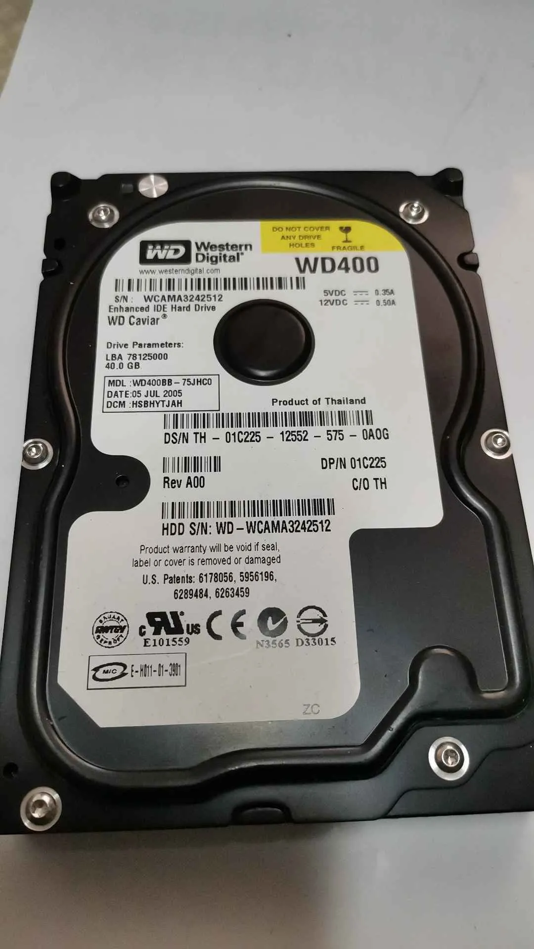 Western Digital WD-WCAMA3242512 S/N WCAMA3242512