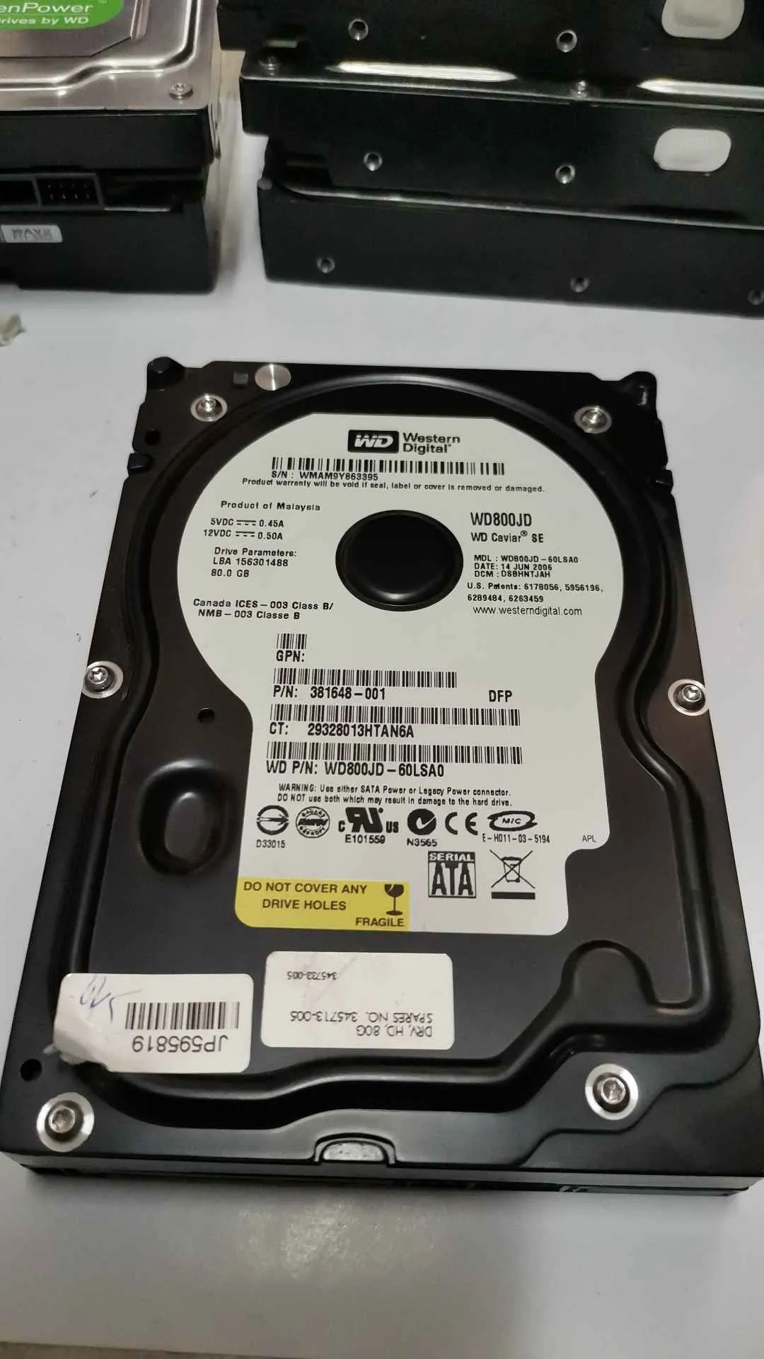 Western Digital WD800JD-60LSA0 S/N WMAM9Y863395