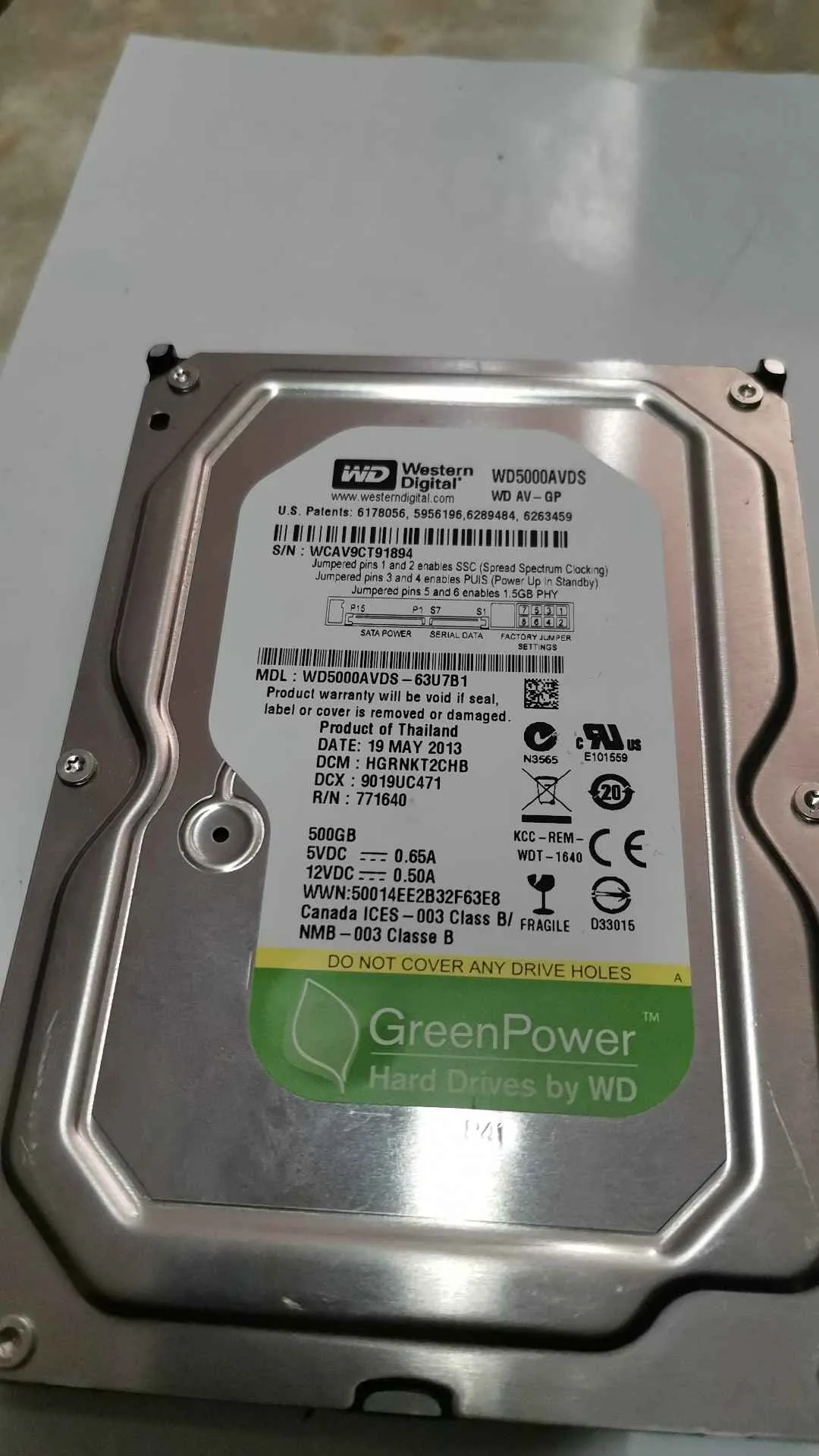 WD5000AVDS-63U7B1