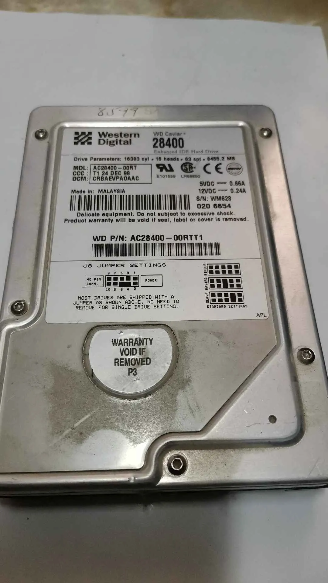 Western Digital AC28400 - 00RT S/N WM6280206654