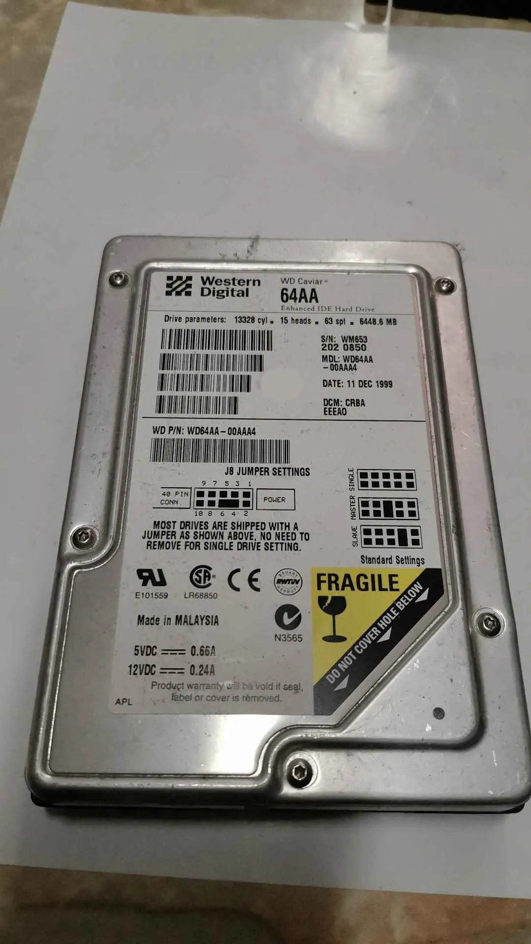 Western Digital WD64AA-00AAA4 S/N WM6532020850