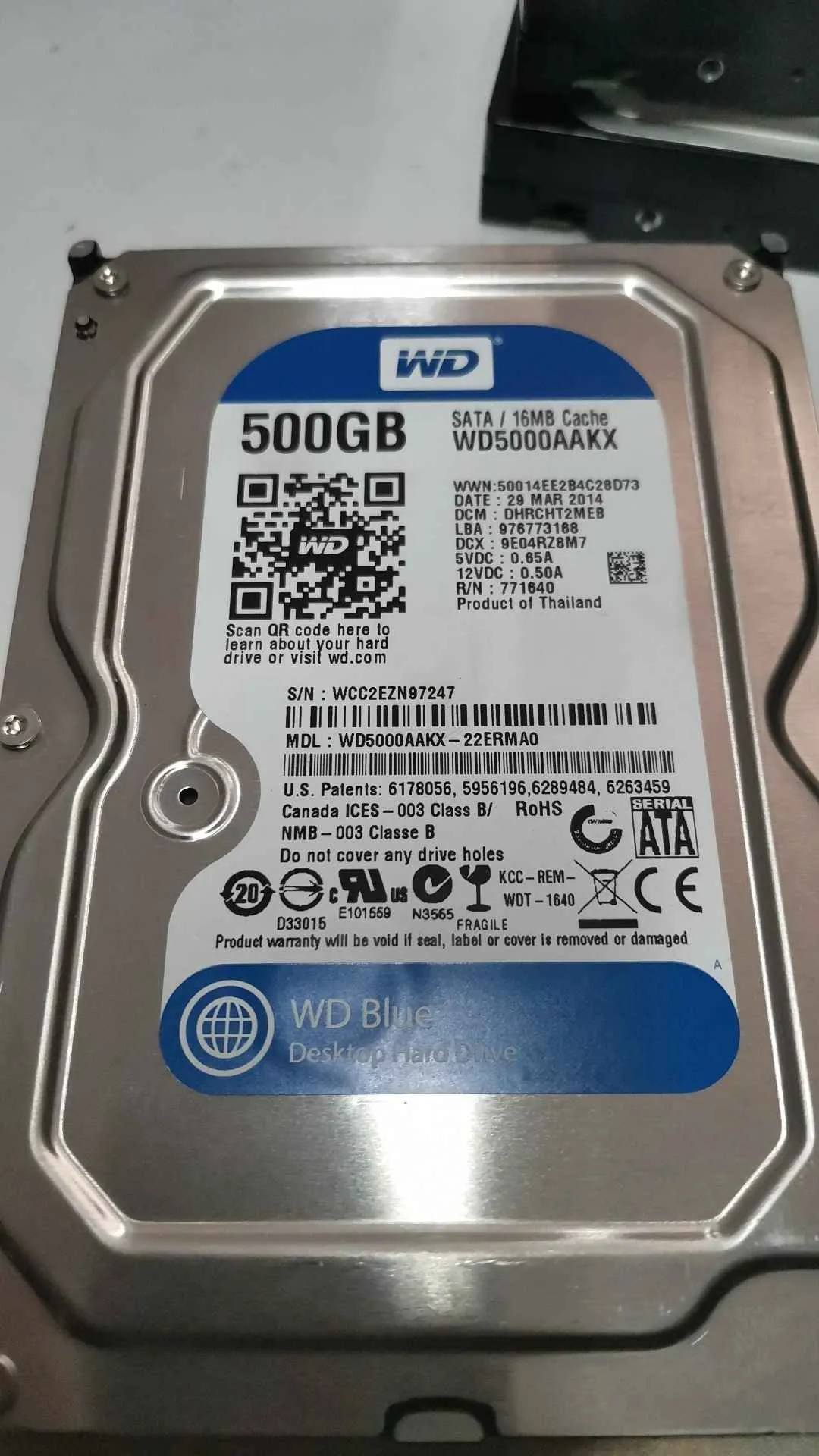 WD5000AAKX-22ERMA0