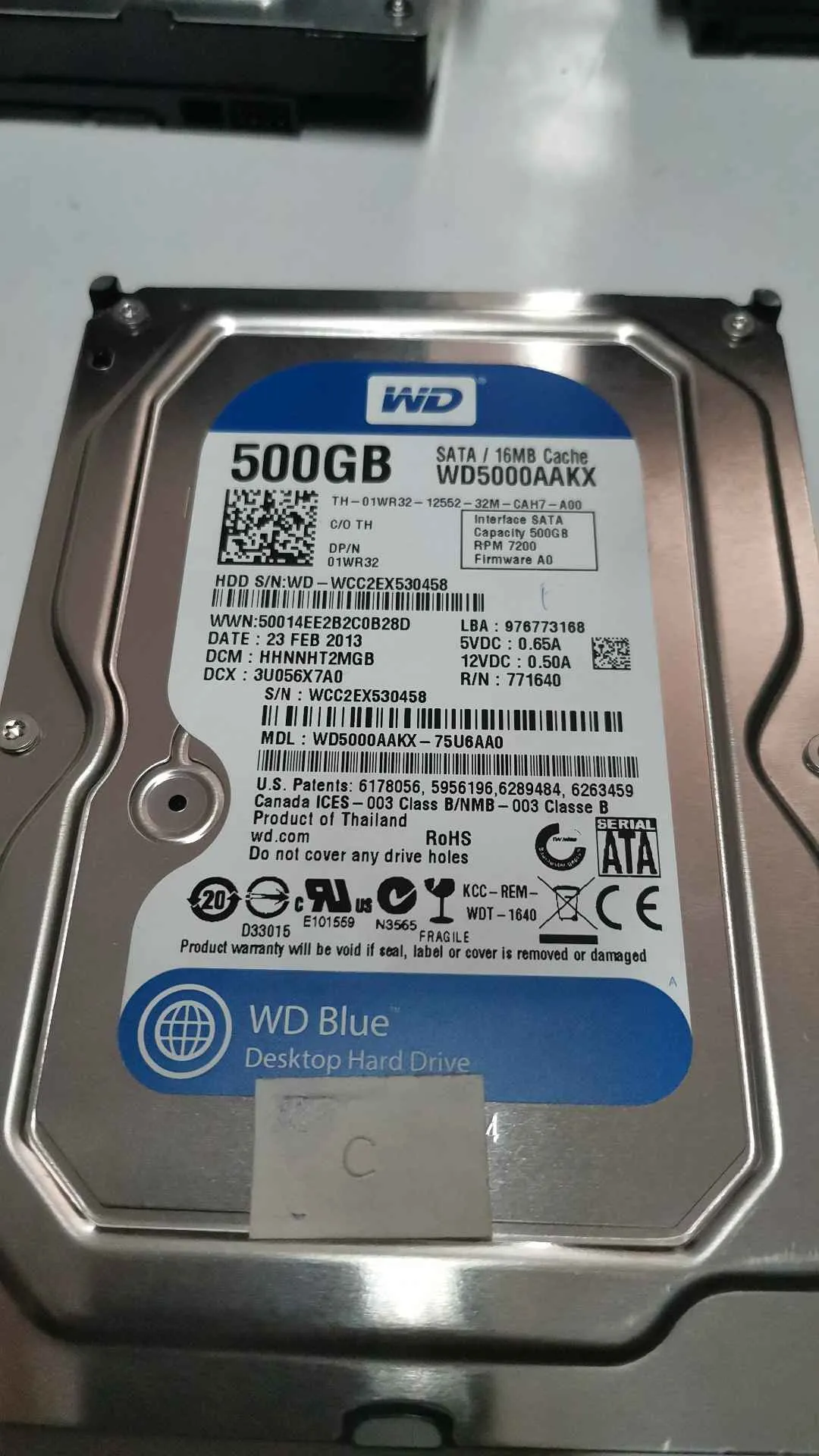 Western Digital WD5000AAKX S/N WCC2EX530458