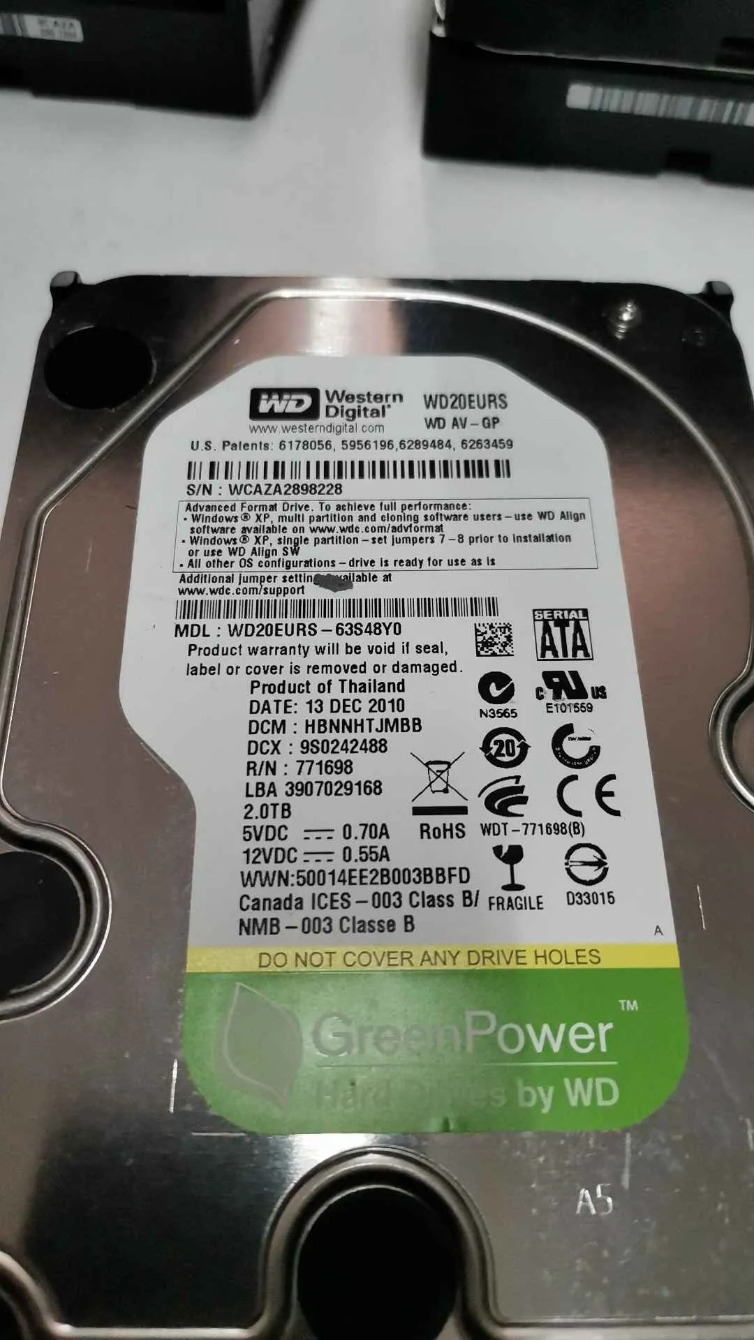 Western Digital WD20EURS-63S48Y0 S/N WCAZA2898228